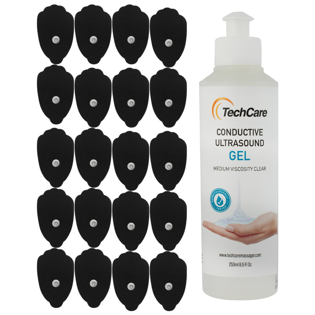 Tens Unit Muscle Stimulator Electrodes Replacement Pads Combo + Conductive Gel