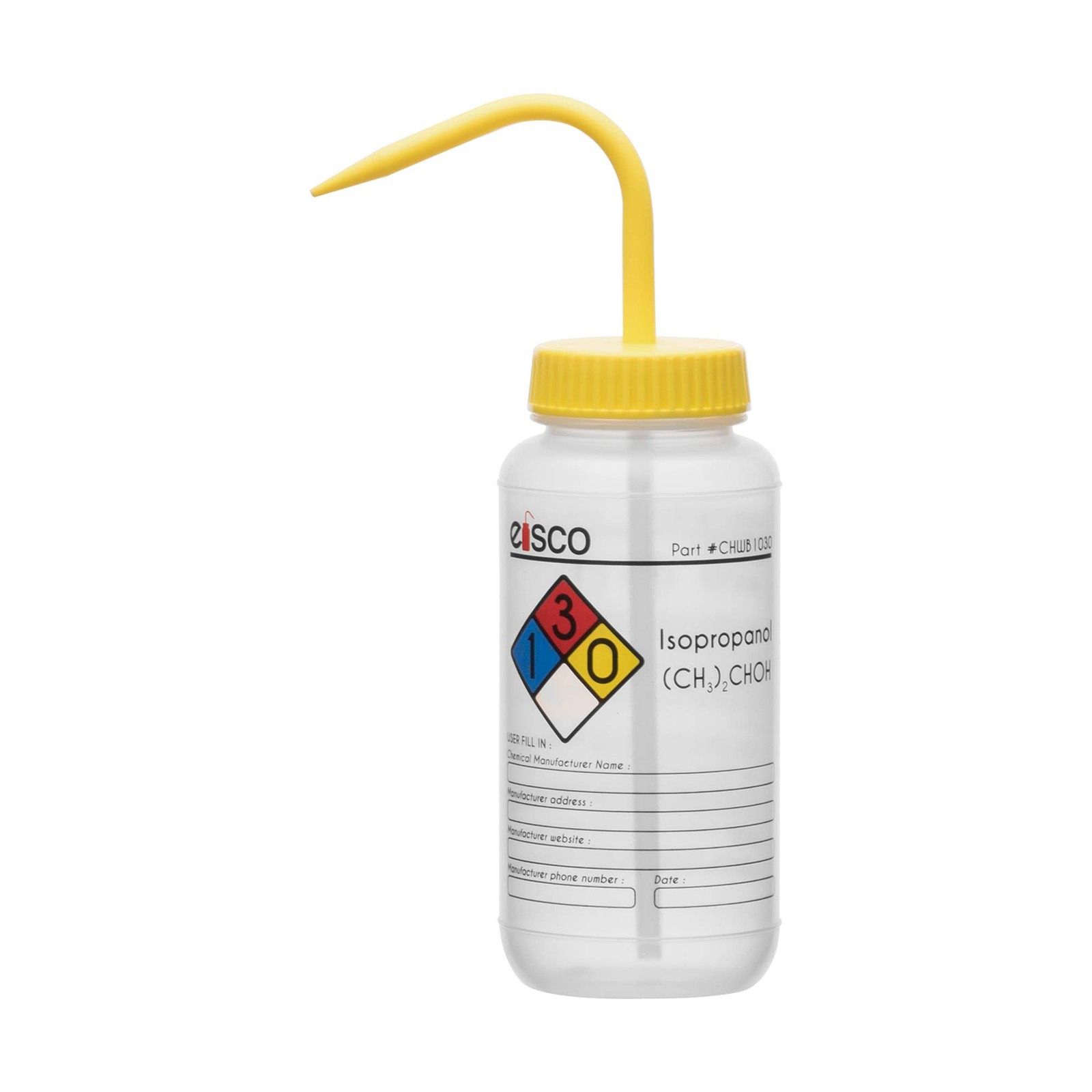 EISCO Wash Bottle for Isopropanol, 500ml – Labeled with 16.9 Ounces, 4 Color