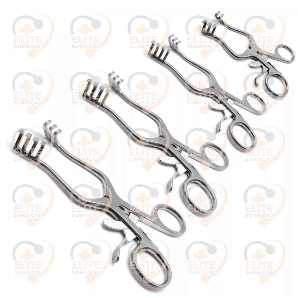 4 Pcs Weitlaner Retractors 4.5″, 5.5″, 6.5″, 7″ Blunt 3×4 Prongs Surgical Tools