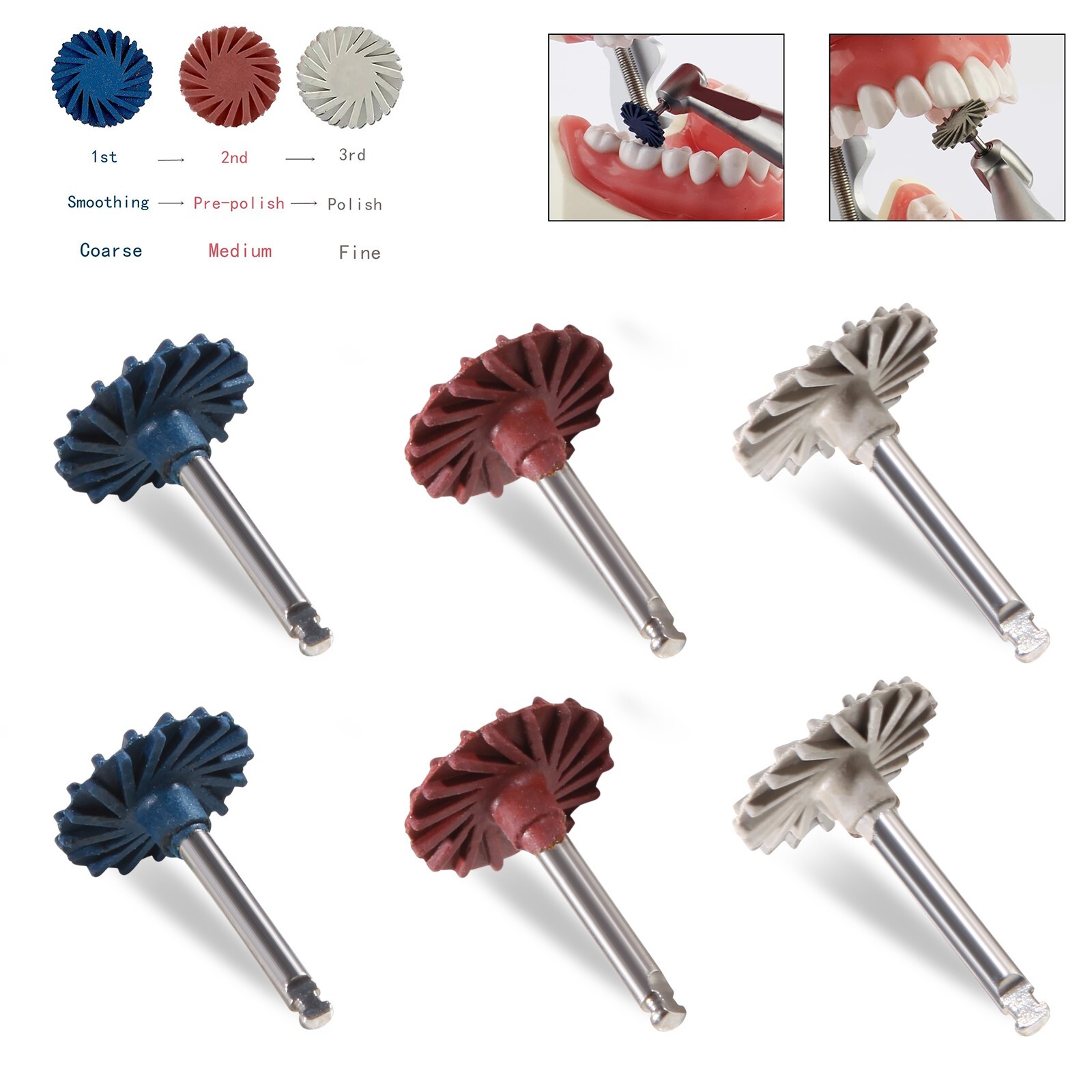 6pcs/Set Dental Composite Polishing Polisher Diamond System RA Disc 14mm Wheel