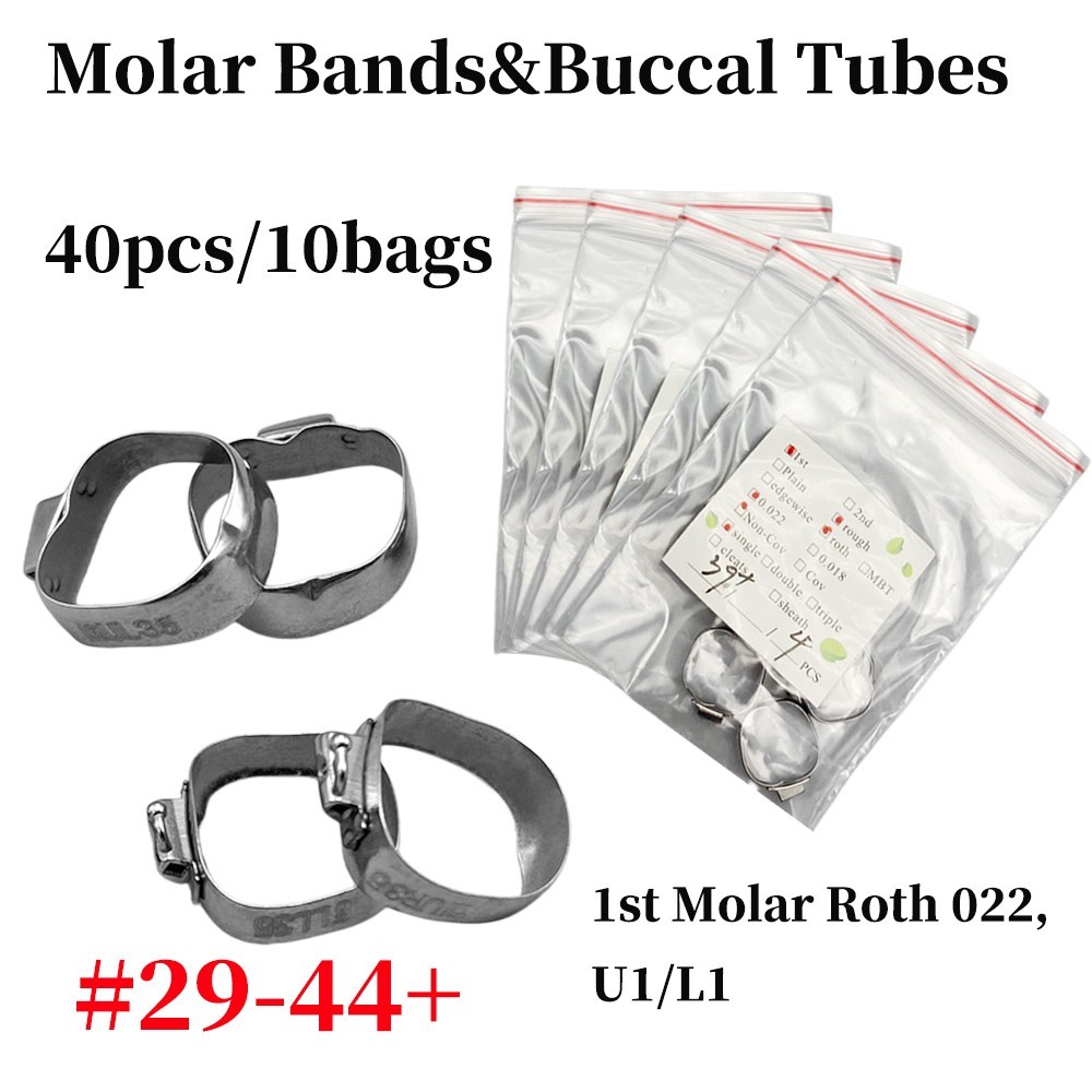 40PCS Dental Orthodontic 1st Molar Bands Buccal Tubes #29-44+ Roth 022 U1/L1