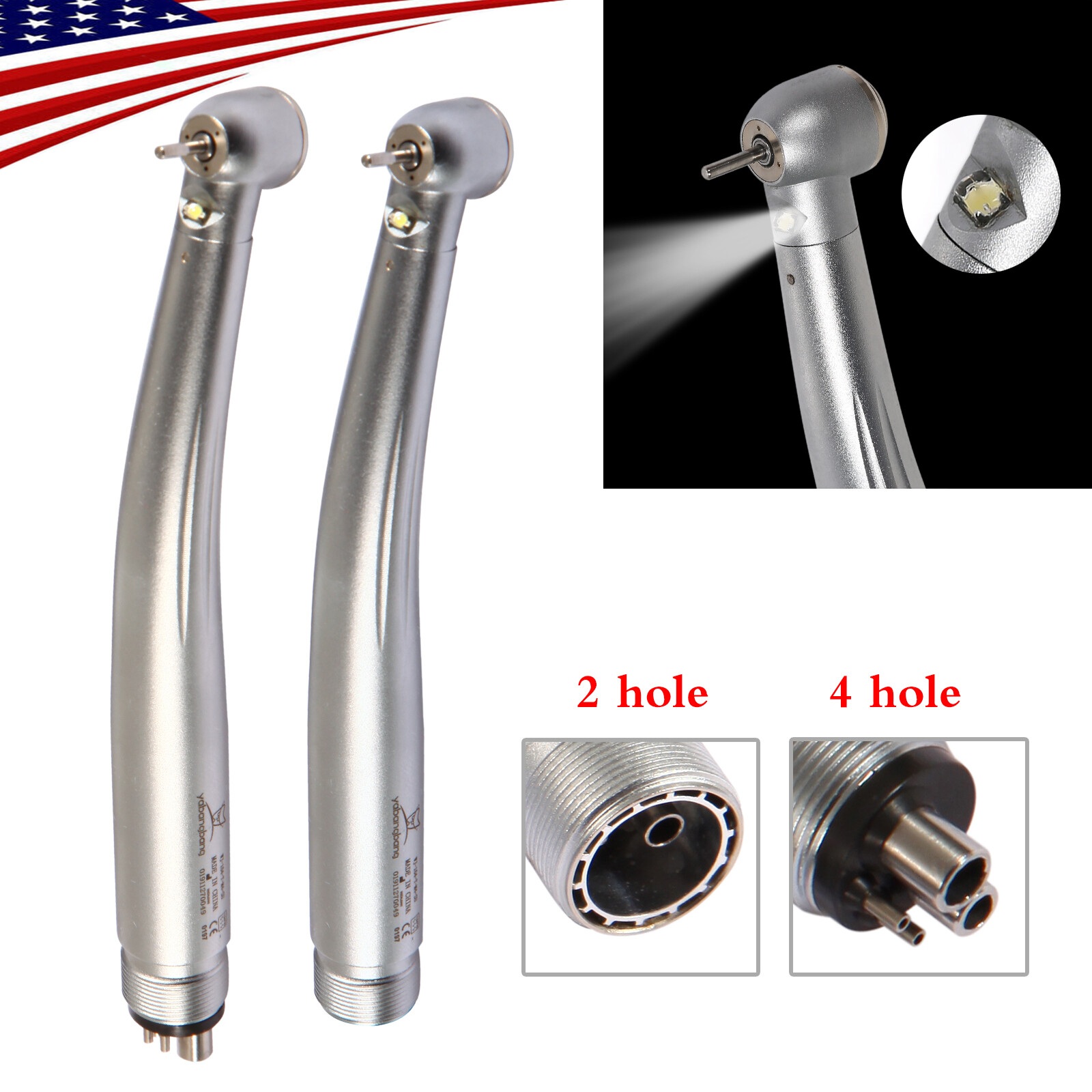 E-Type Dental High Speed LED Handpiece Standard Head Push 2/4Hole CE