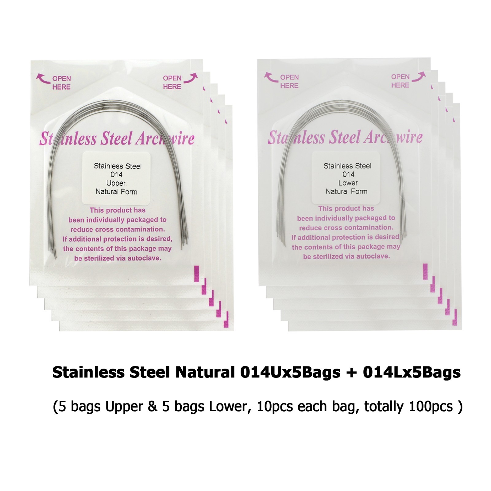 Dental Orthodontic Arch Wire Stainless Steel Natural Form Round Rectangular U L