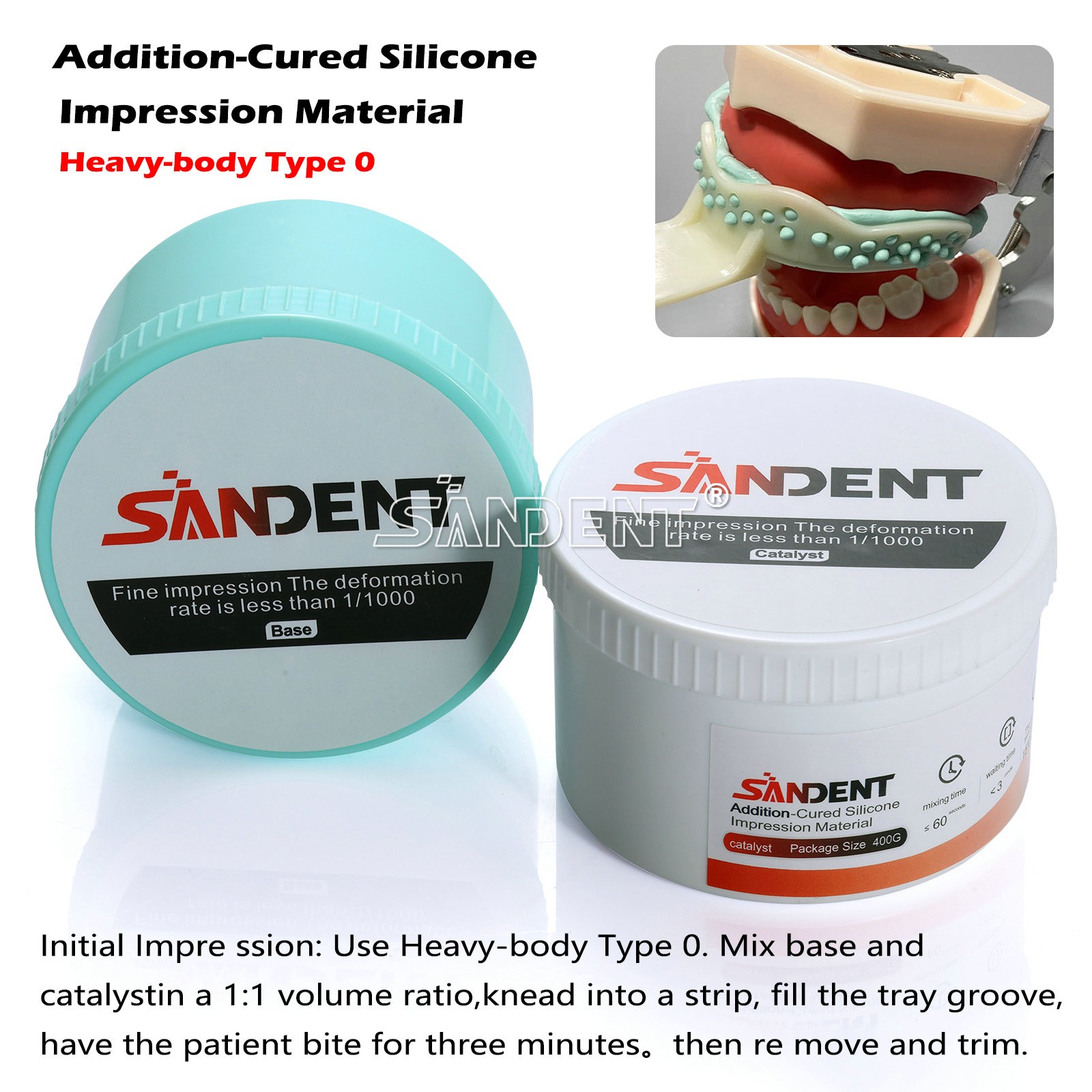 Dental Soft Putty Impression Material (400 g Base + Catalyst) Regular Set