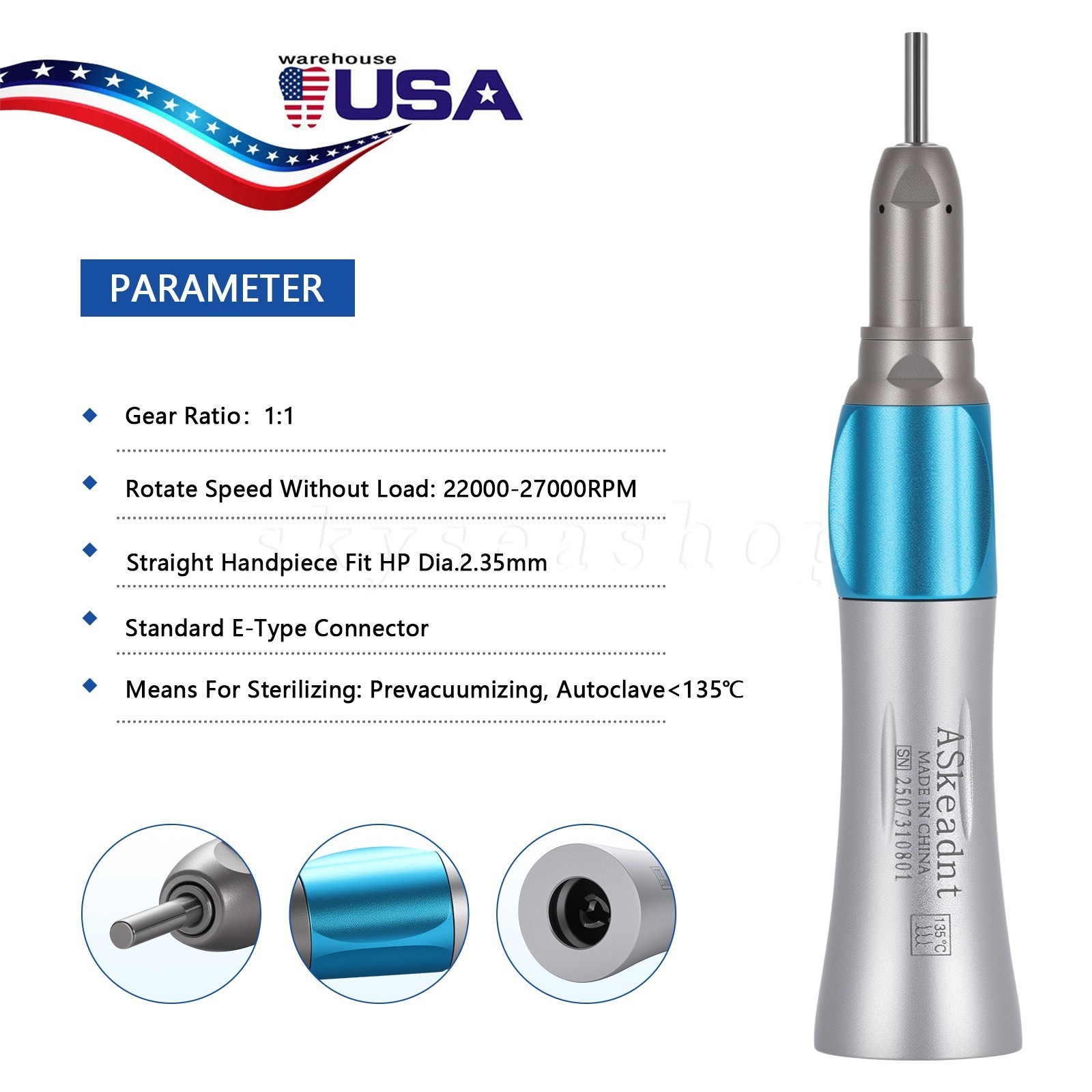 NSK Style Dental Slow Low Speed Handpiece Straight Contra Angle Air Motor 4H /2H