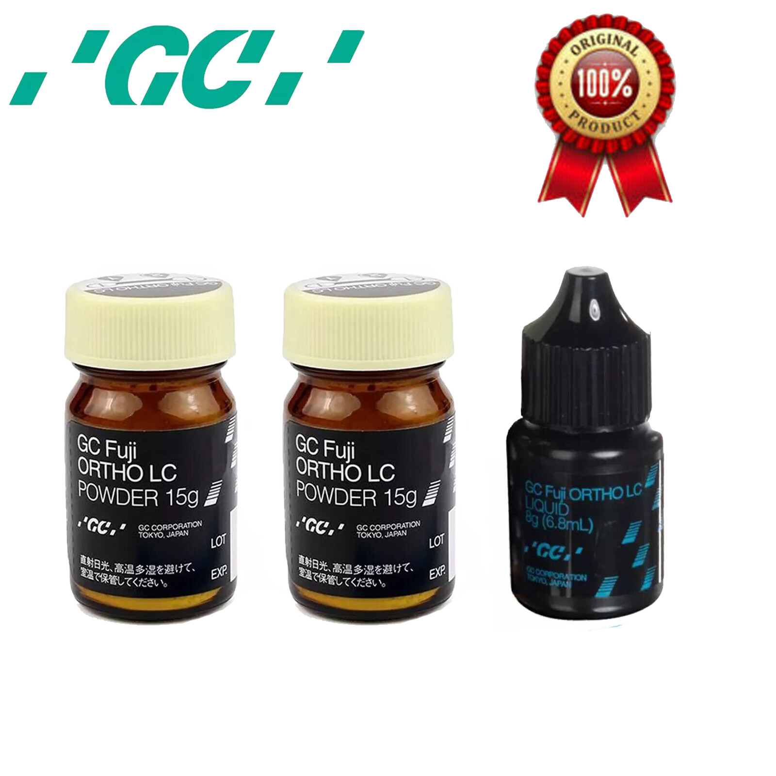 GC Fuji ORTHO LC light-cure Glass Ionomer Cement liquid 8g Power 15g CE