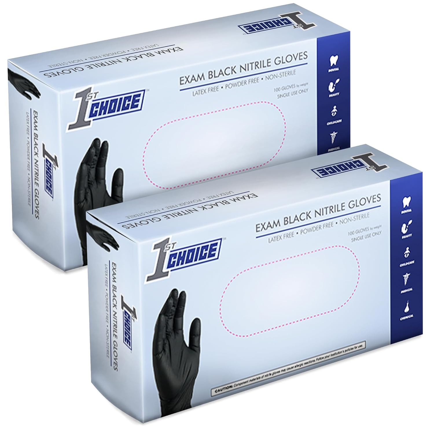 2 Boxes of 100 Gloves Black Nitrile Gloves,Disposable Latex Free Exam Grade Glov