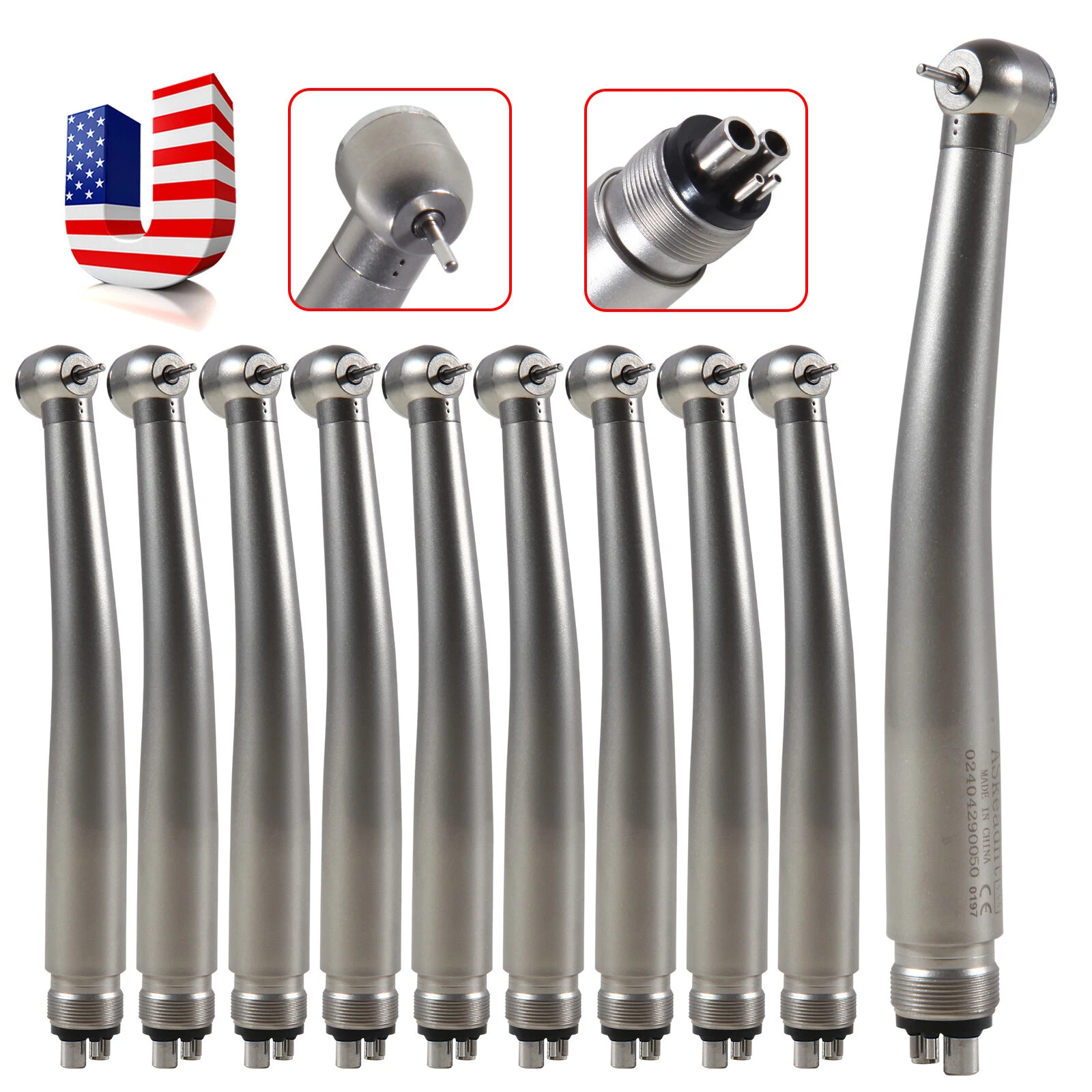 10PCS SEASKY NSK Style Dental High Speed Handpiece Push Button Type 4Hole Spray