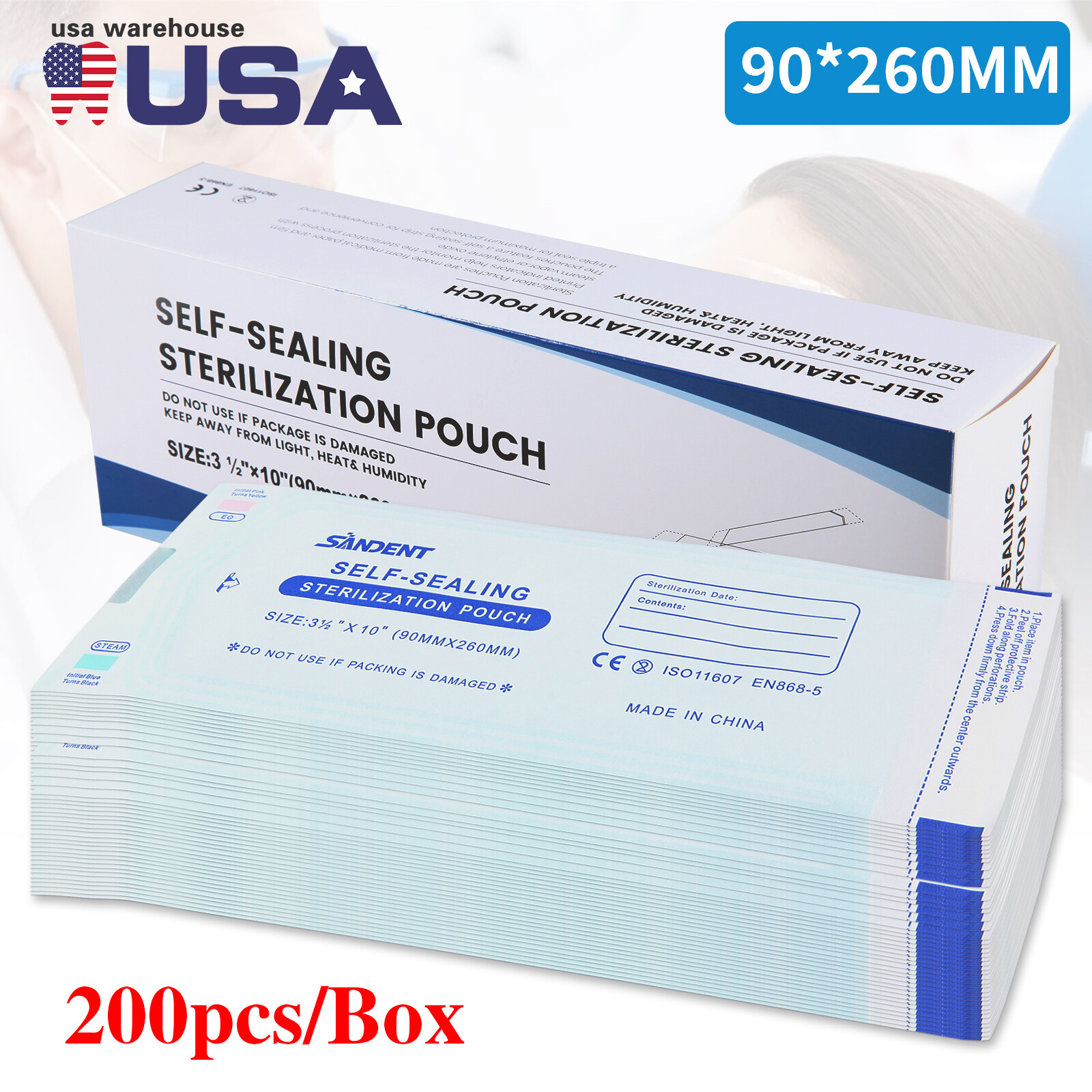 Self Seal Sterilization Pouches 3.50″ x 10″, Dental, Tattoo, Nail up to 4000pcs