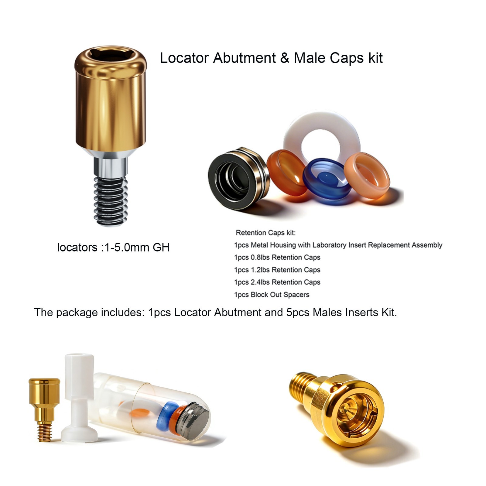 Titanium Locator Abutment For Zimmer TSV 3.5/4.5mm Tapered Internal Hex Implants