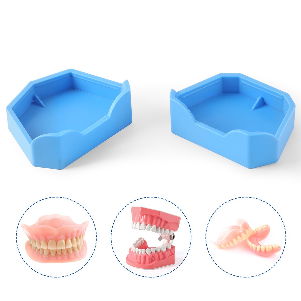 6Pcs/Set Dental Model Former Base Molds Silicone Rubber Notches Plaster Tray