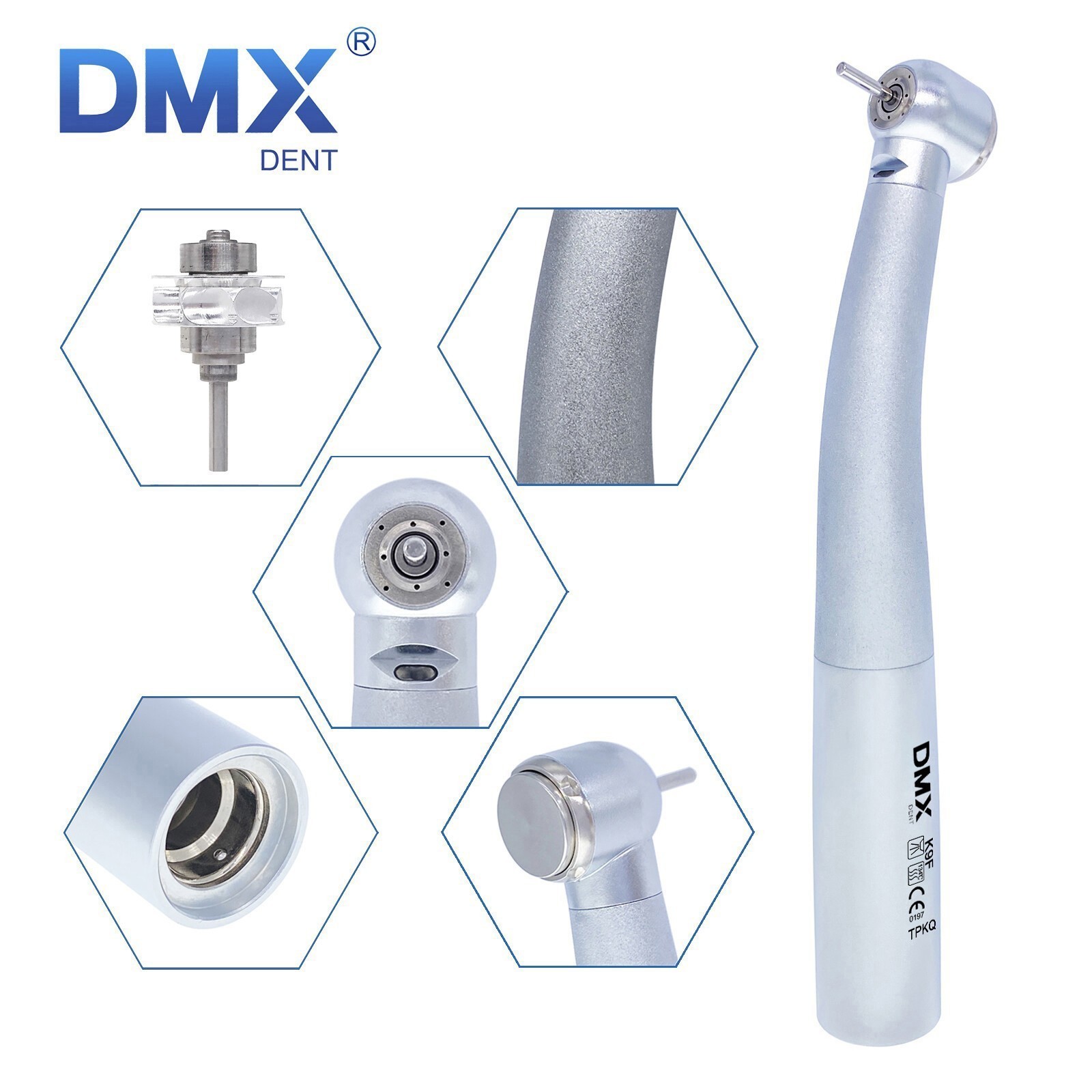 DMXDENT K9F Dental Fiber Optic LED High Speed Handpiece F/ KAVO 4/6Hole Coupling