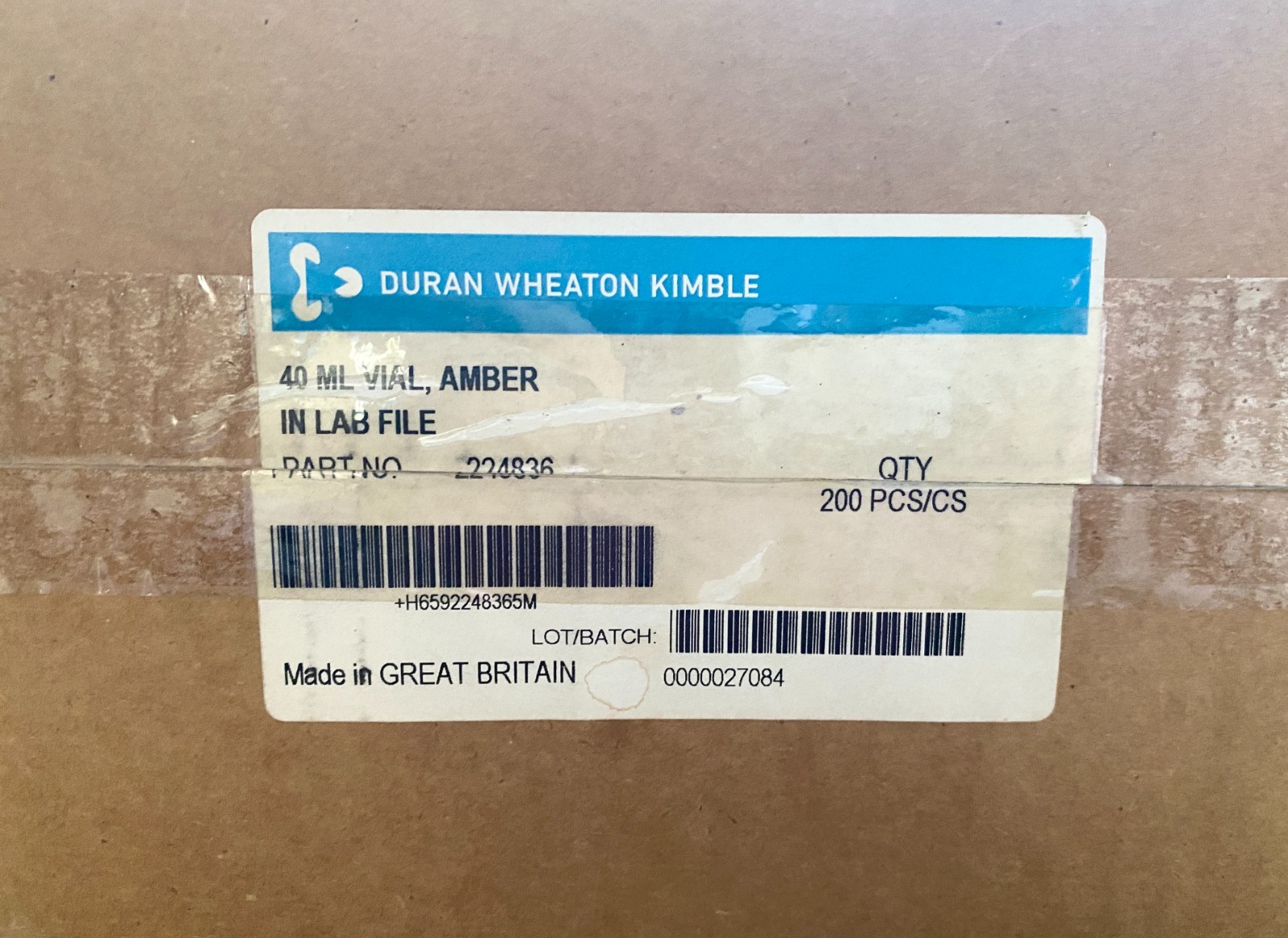 DWK DURAN WHEATON KIMBLE 40mL Amber Vials P/N 224836 100 pcs