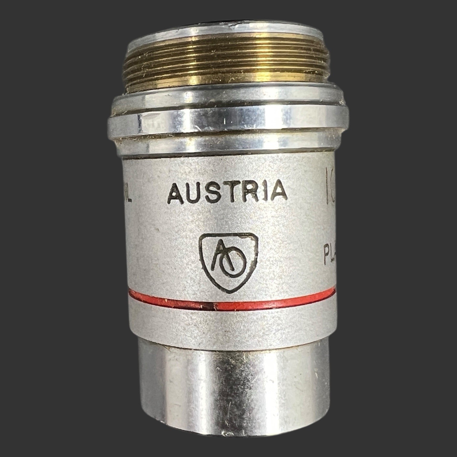 AO American Optical Microscope Objective 100/1.25 oil Plan Achro Cat1024 Austria