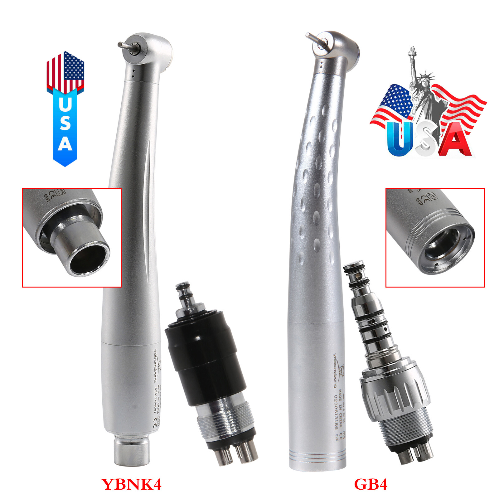 1-5 Yabangbang Dental Fast High Speed Handpiece with 4 Hole Quick Coupler Swivel
