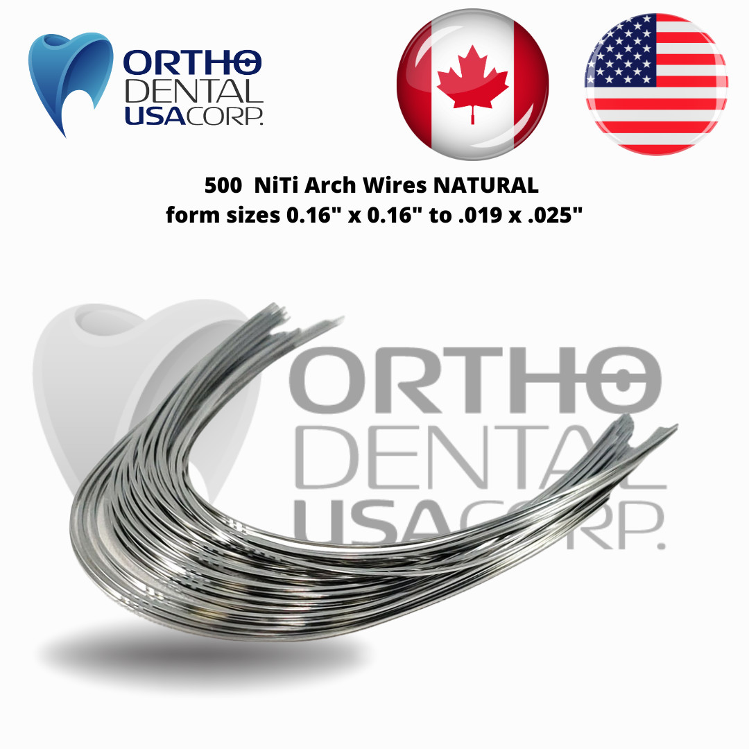 500 NiTi Arch Wires NATURAL form sizes 0.16″x0.16″ to 0.19x 0.25″ Orthodentalusa