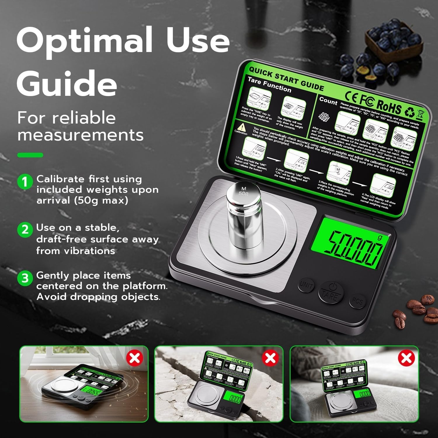 Wigearss Digital Milligram Scale 50g x 0.001g Precision Scale