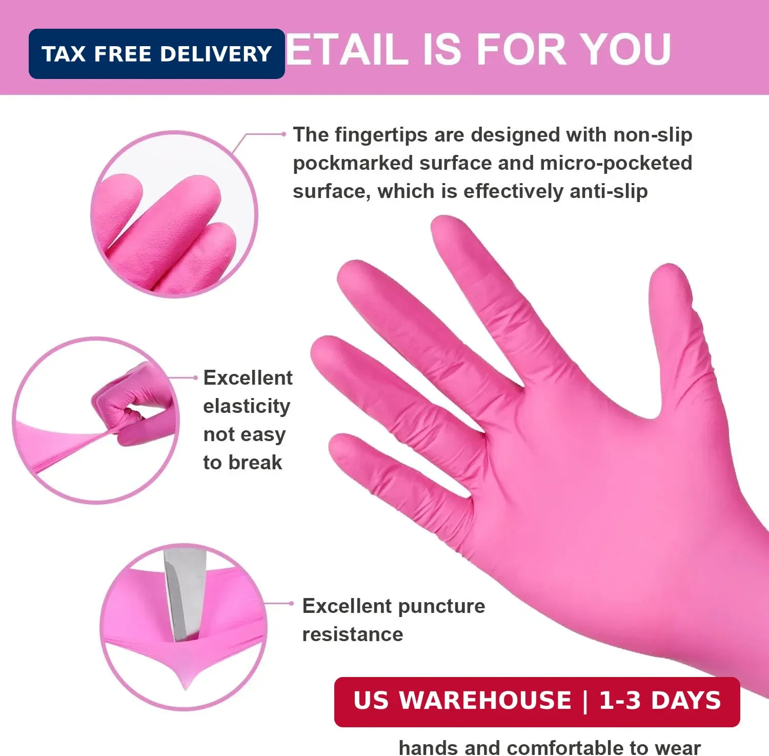 FINITEX Nitrile Disposable Latex-Free Gloves – 3.5mil 100/1000PCS Powder-Free La