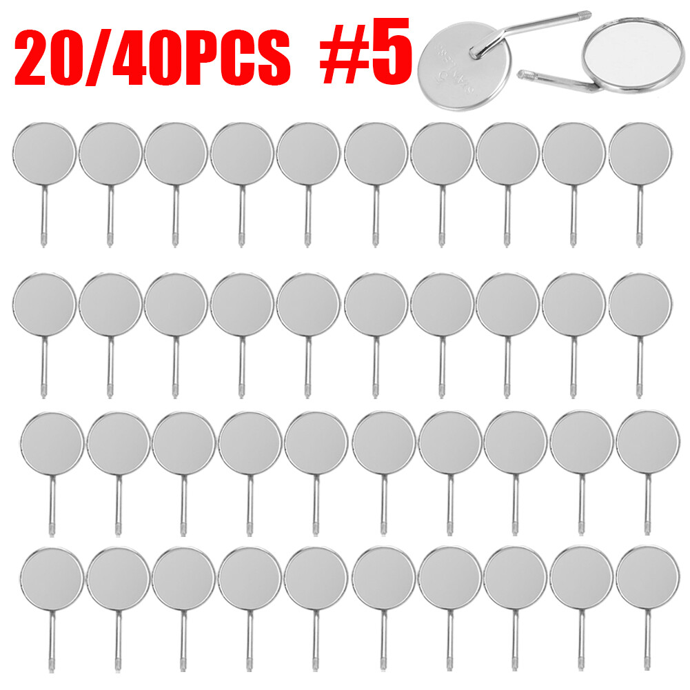 20/40PC Dental Orthodontic Stainless Steel Mouth Mirrors 5# Plain Size Mirror-