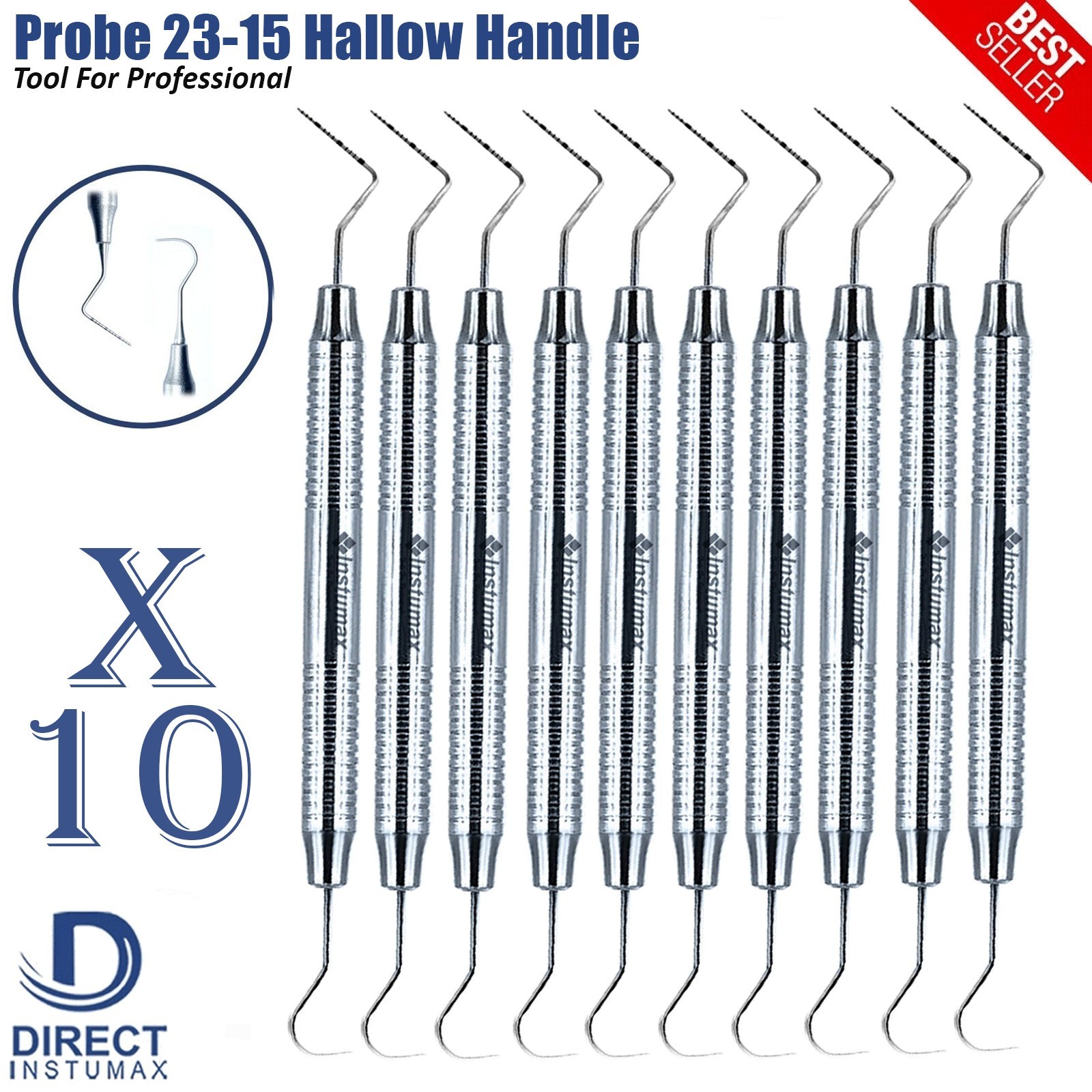 Dental Perio Explorer 23 Probe UNC 15 Hallow Handle Color Marking Double Ended