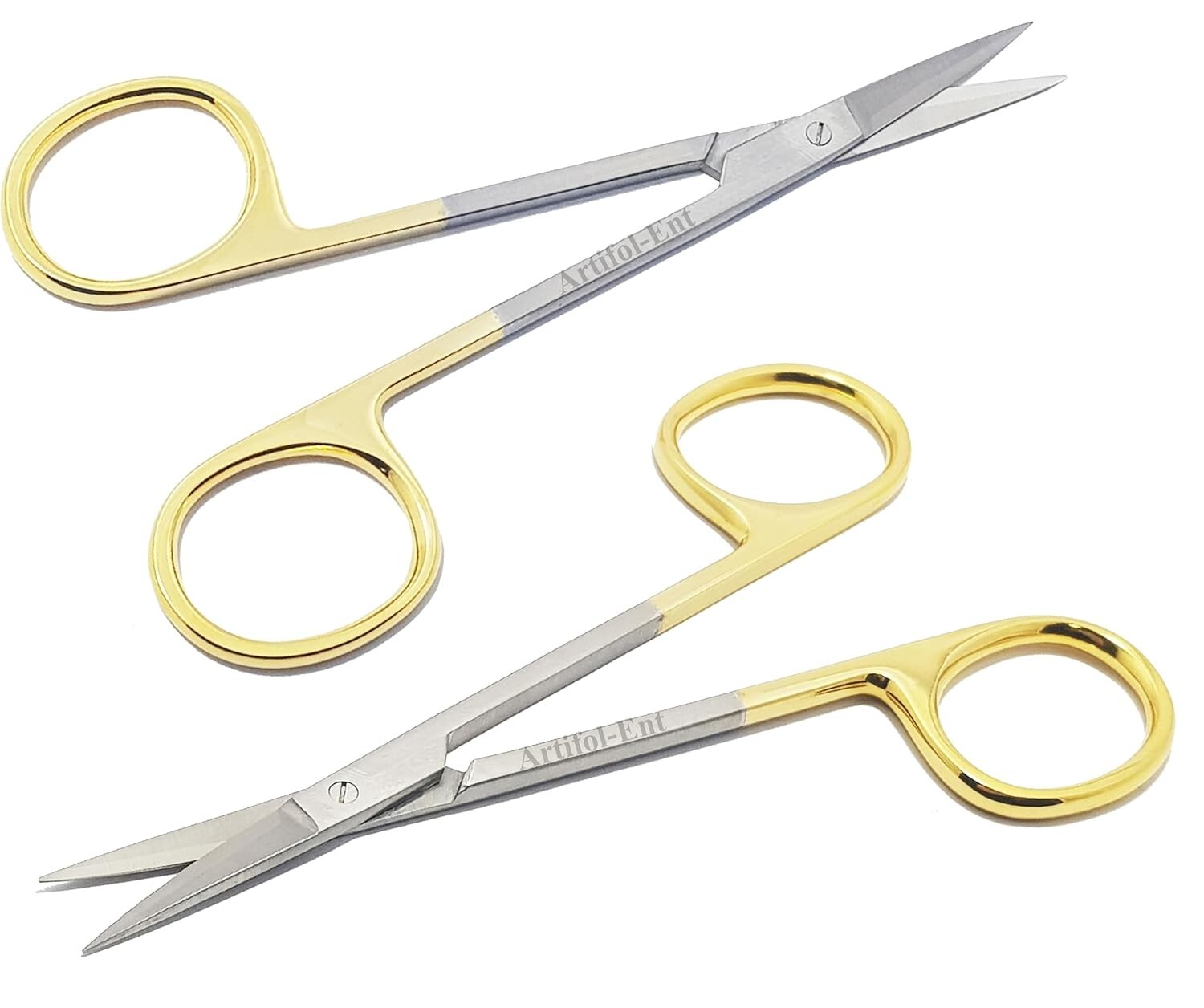 TC Iris Scissor 4.5″ 11.5 cm Straight Curved T/C Premium Grade Material 2 Pcs
