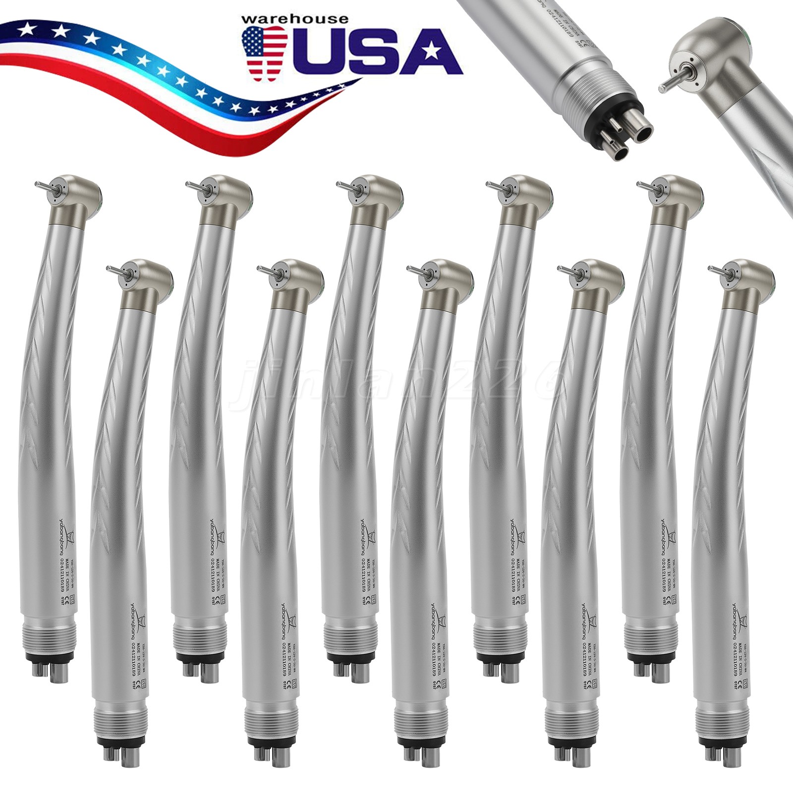 10 Packs NSK Style Dental High Speed Handpiece Push Button 4Hole Air Turbine USA