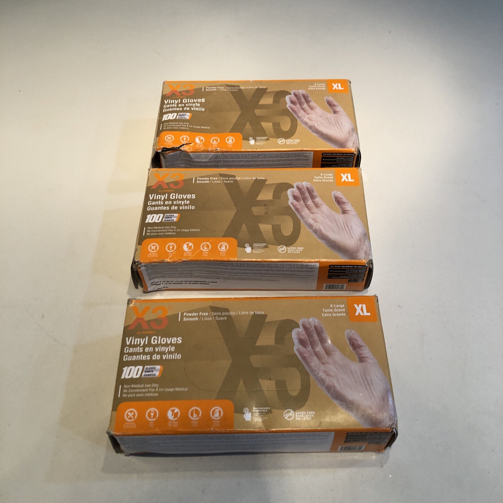 Ammex GPX3 Latex Free Clear Vinyl Gloves 100ct 3-Pack