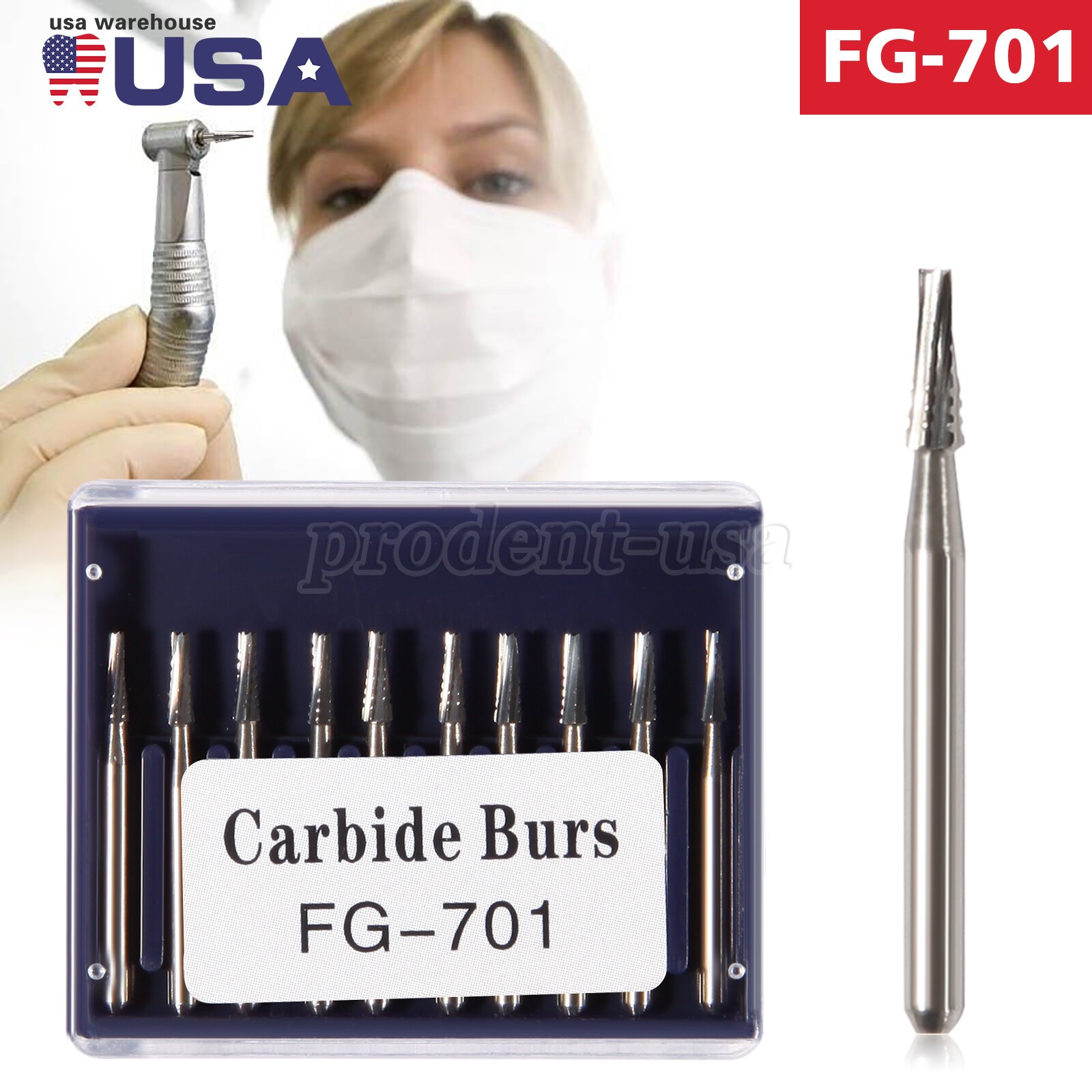 10Pc/Pack Dental Tungsten Carbide Drill FG Bur For High Speed Handpiece FG701 po