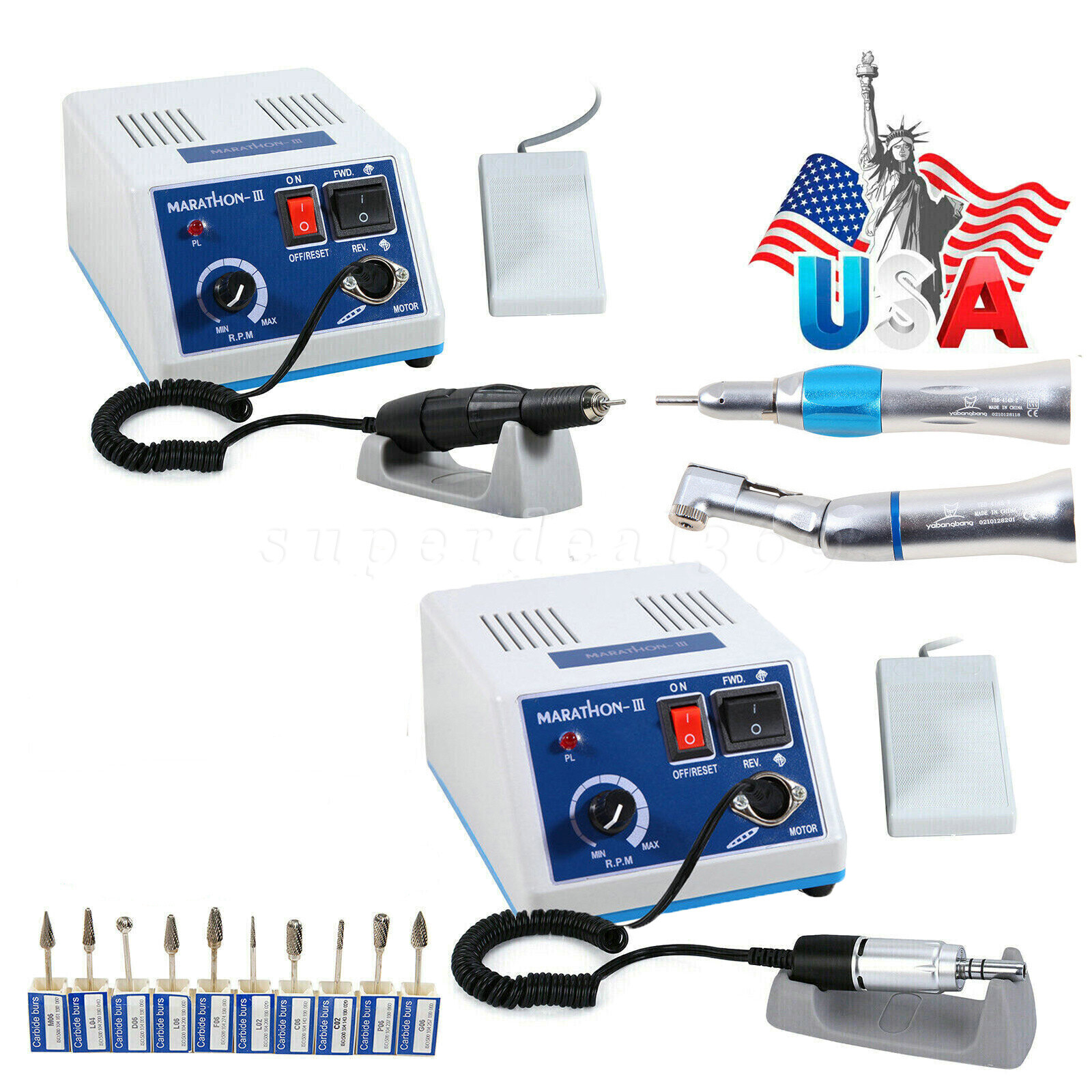 Dental Lab Marathon-III Electric Micromotor /Contra Angle/Straight Handpiece Or