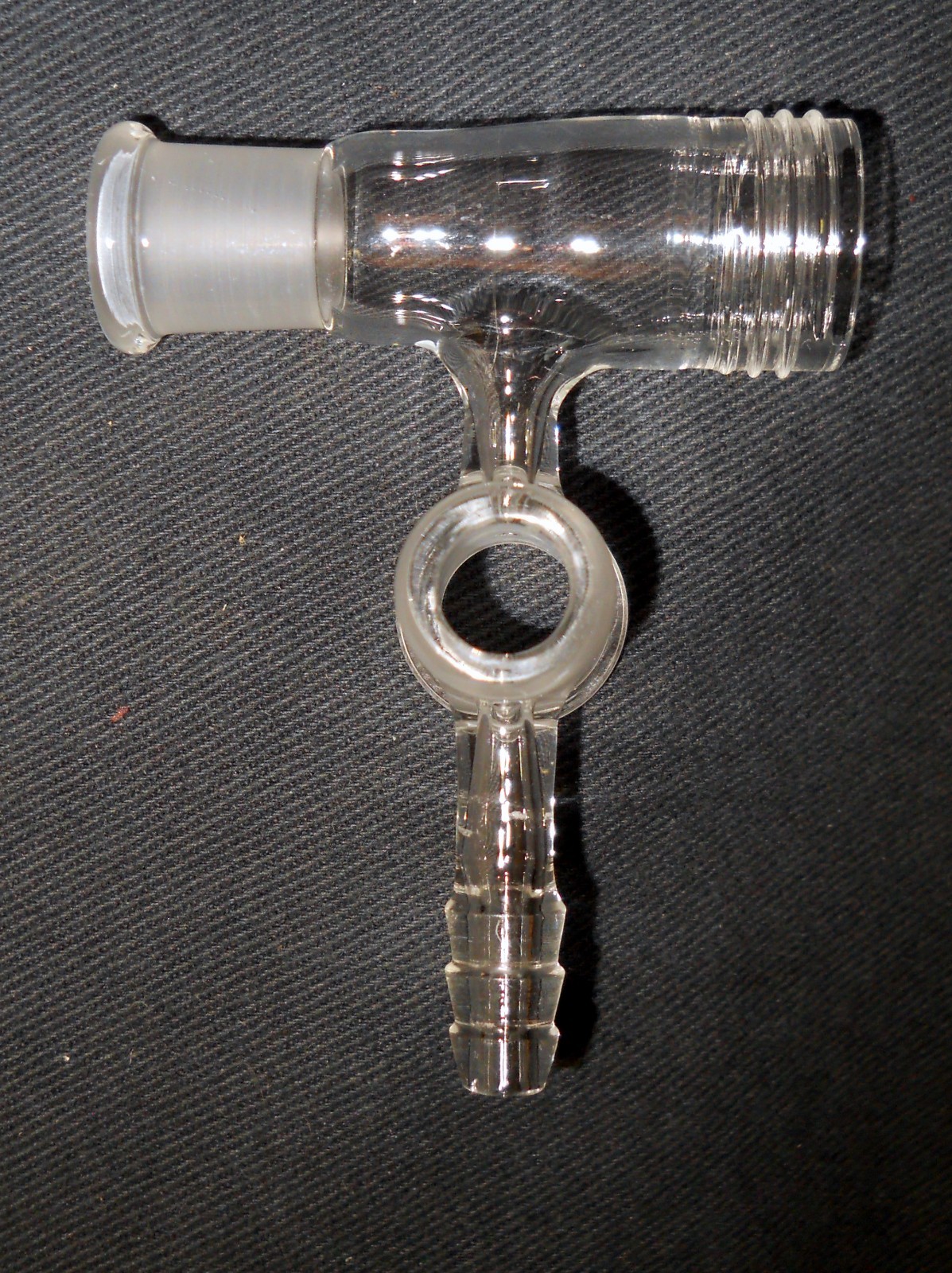 Glass 14/20 Outer Joint Flow Control Vacuum Adapter w/ 24-400 Thread