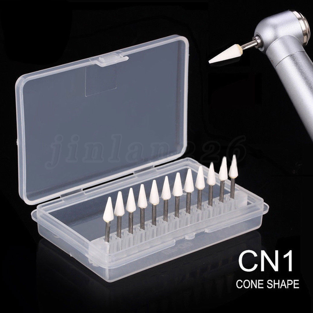 Dental White Polishing Stone Flame Cone Round/Ceramic Diamond Grinding Burr Bur