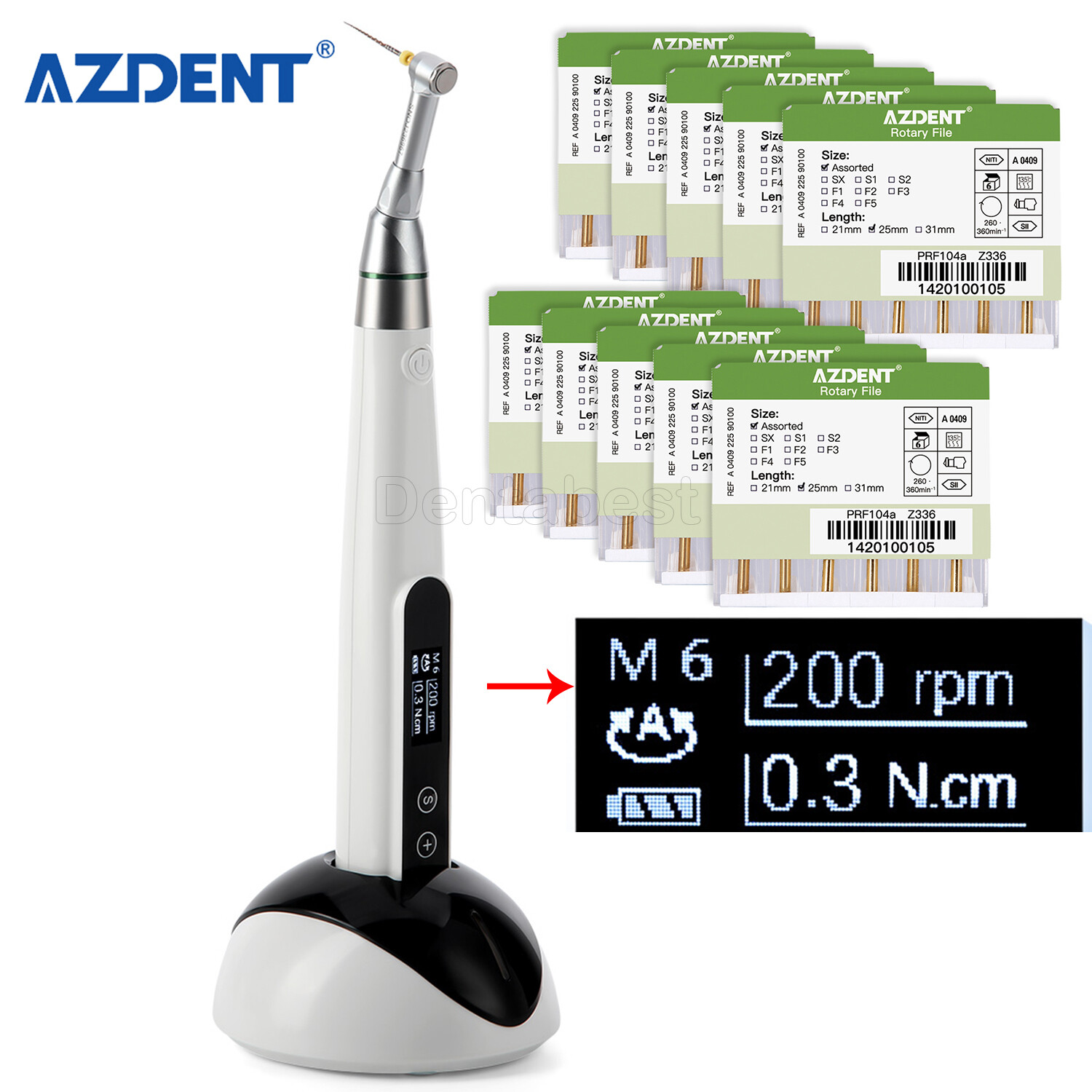 AZDENT Dental Cordless LED 16:1 Endo Motor / Endo Files Engine Use SX-F3 25mm