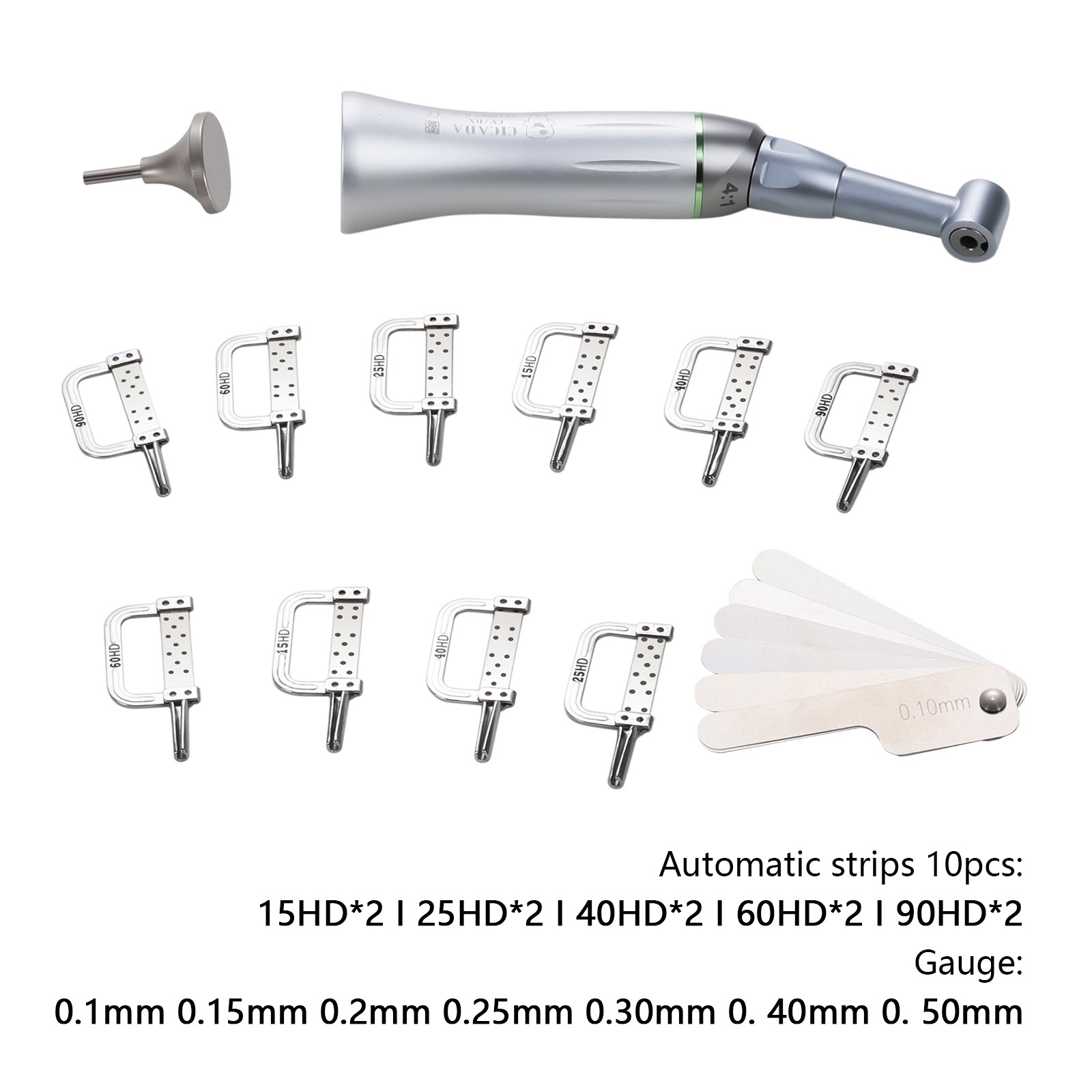 CICADA Dental 4:1 Contra Angle IPR Handpiece + Interproximal Strips Kit dk