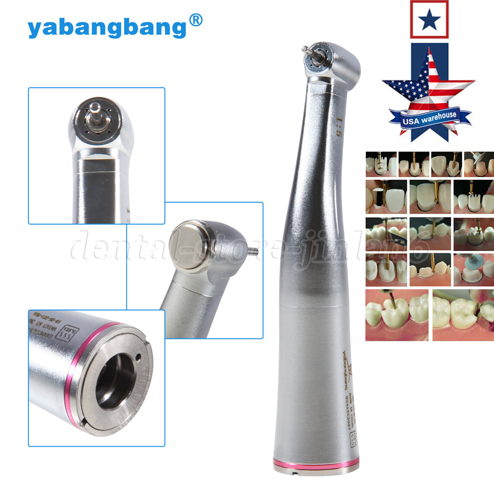 MINI Dental 1:5 Ratio Increasing Contra Angle Handpiece fit NSK Red Ring USA