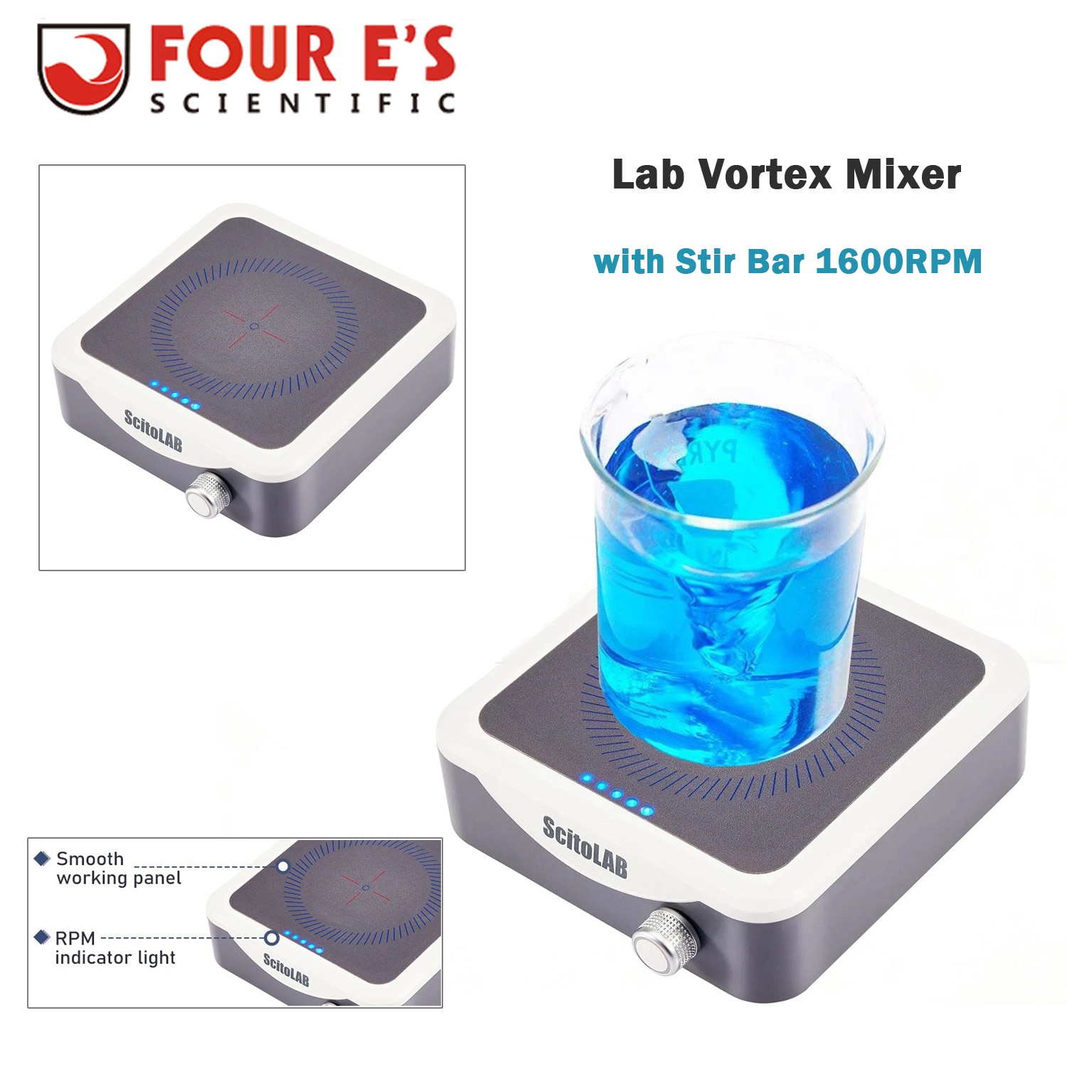 Lab Mixer Plate Vortex Mixer Lab Magnetic Stirrer Plate with Stir Bar 1600RPM