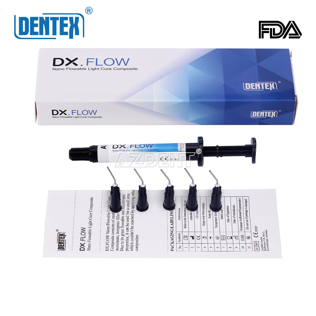 DX.FLOW Dental Flowable Cure Light Composite Resin A1 A2 A3 Syringes Medium
