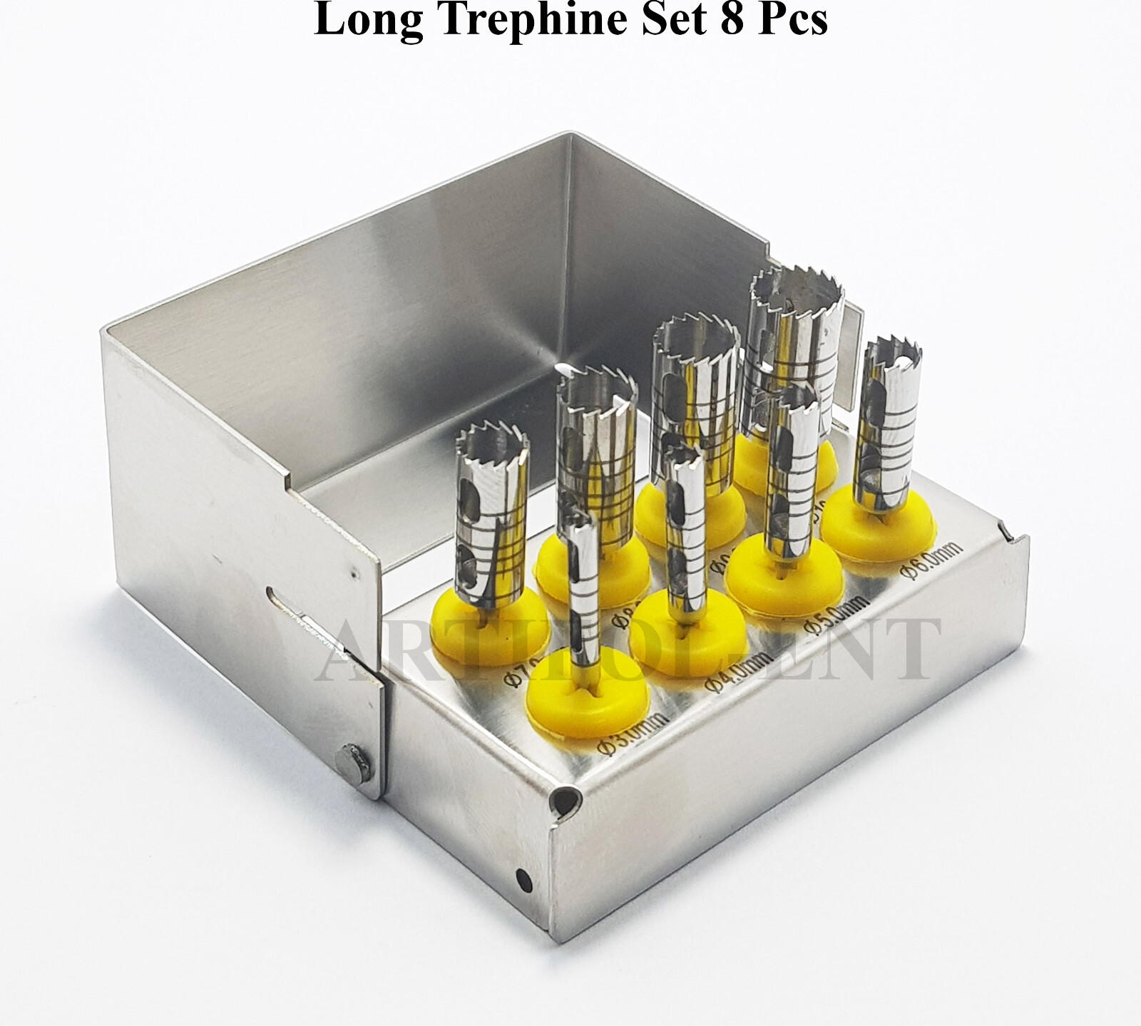 Dental Long Trephine Drills Kit 8 Pcs Implant Crown Removal Tool With Bur Holder