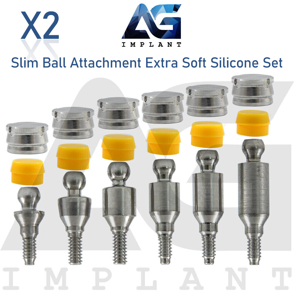 2 Straight Ball Attachment Abut ment Slim Extra Soft Set Dental Hex