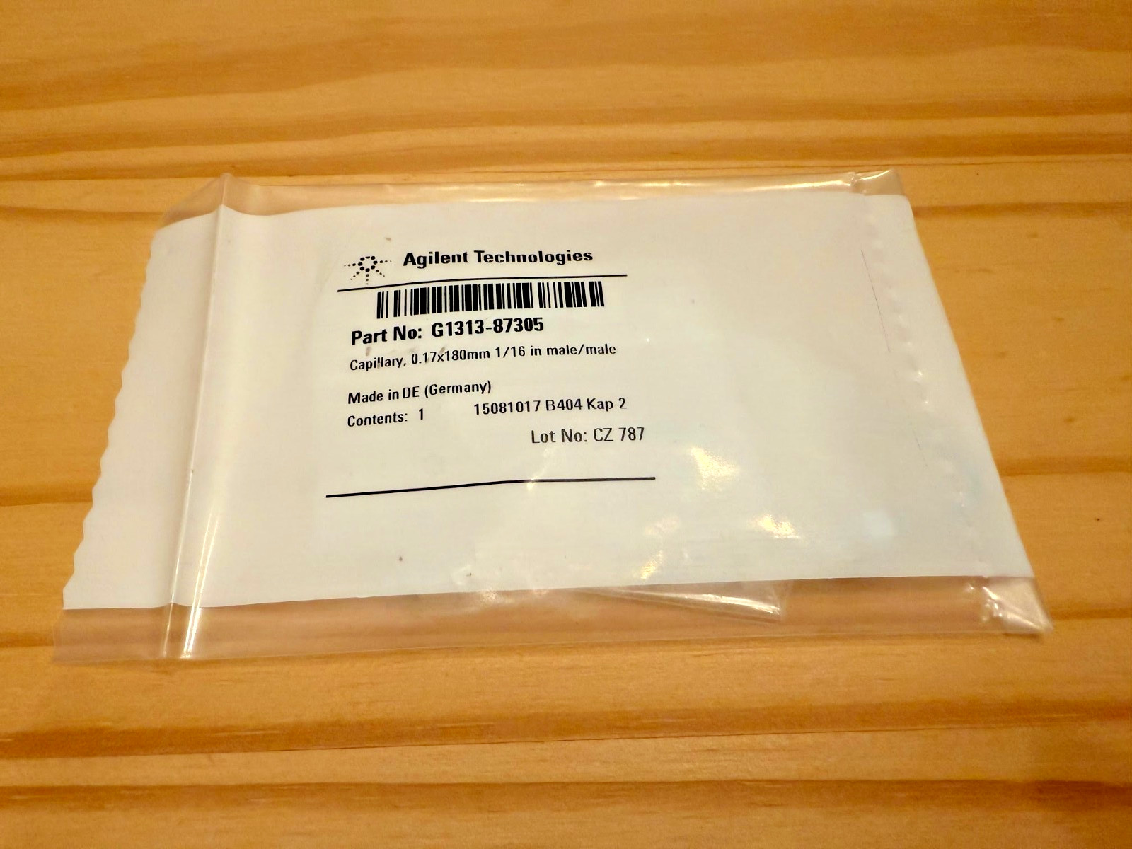 AGILENT G1313-87305 Capillary 0.17x180mm 1/16 in male/male. NEW IN BAG.