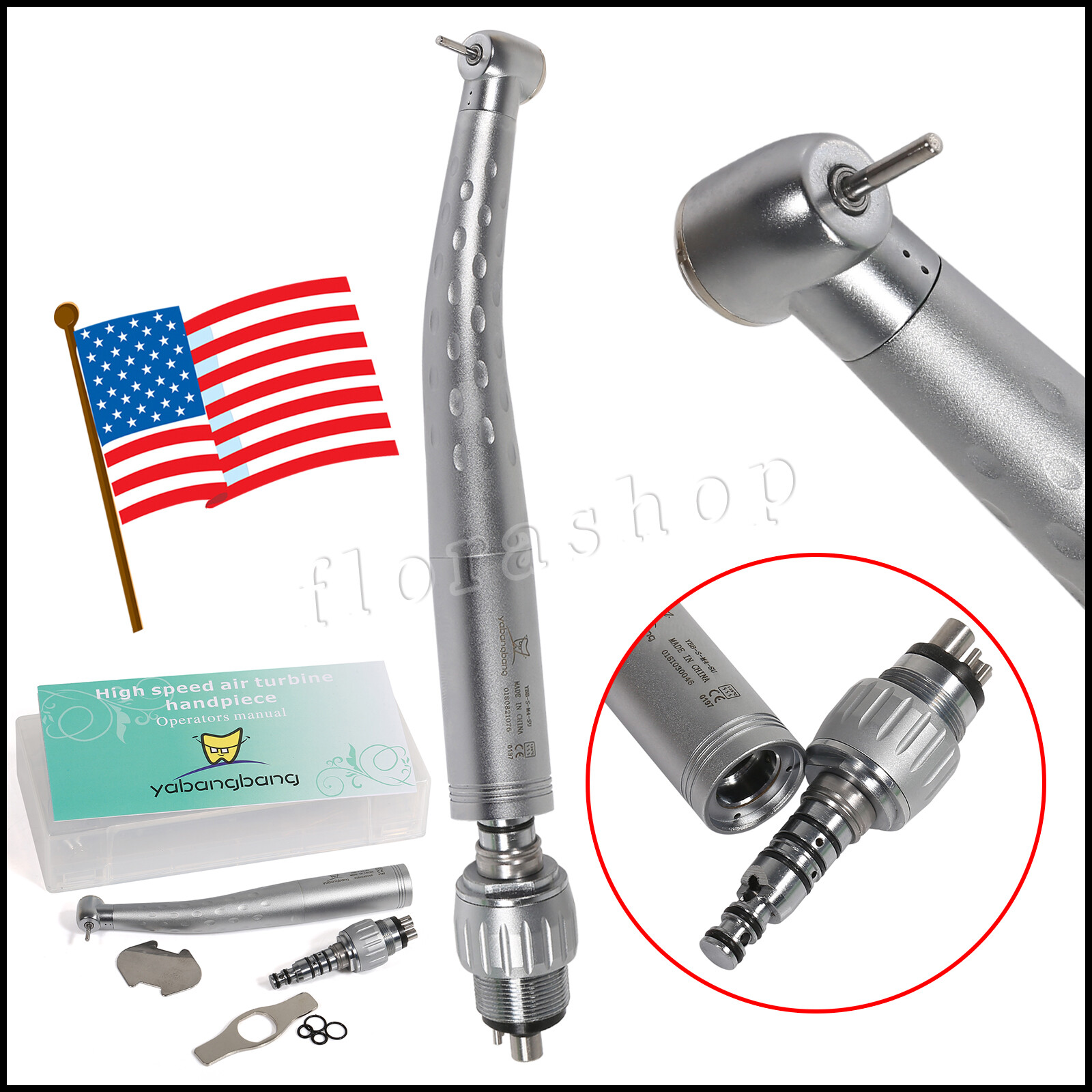 KAV Style Dental High Speed Handpiece with 4 Hole Quick Coupler 360° Swivel po