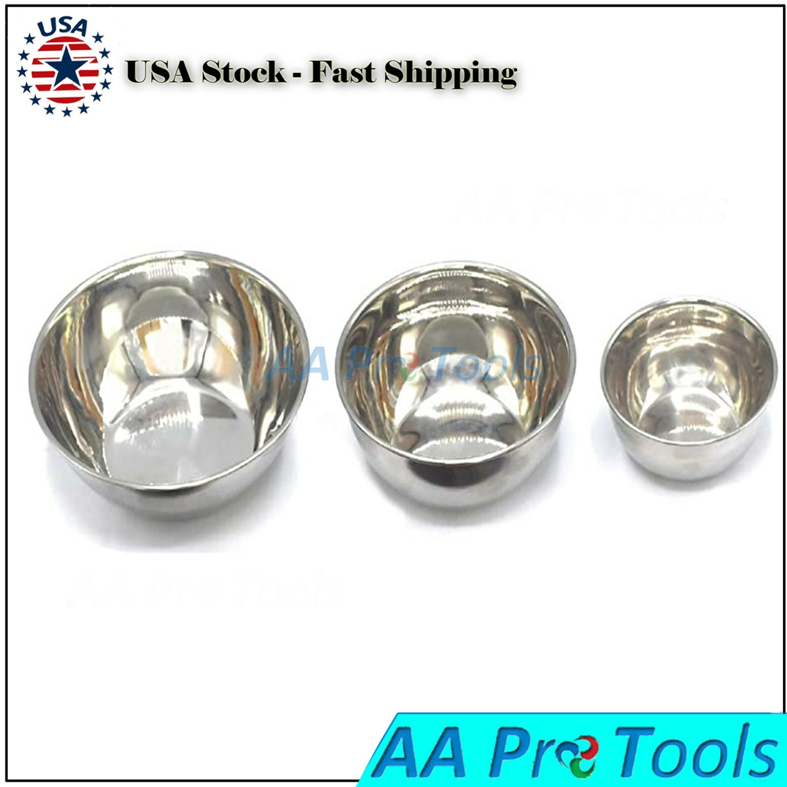 3 Pcs Large, Medium & Small Dental Mixing Bowl – Stainless Steel