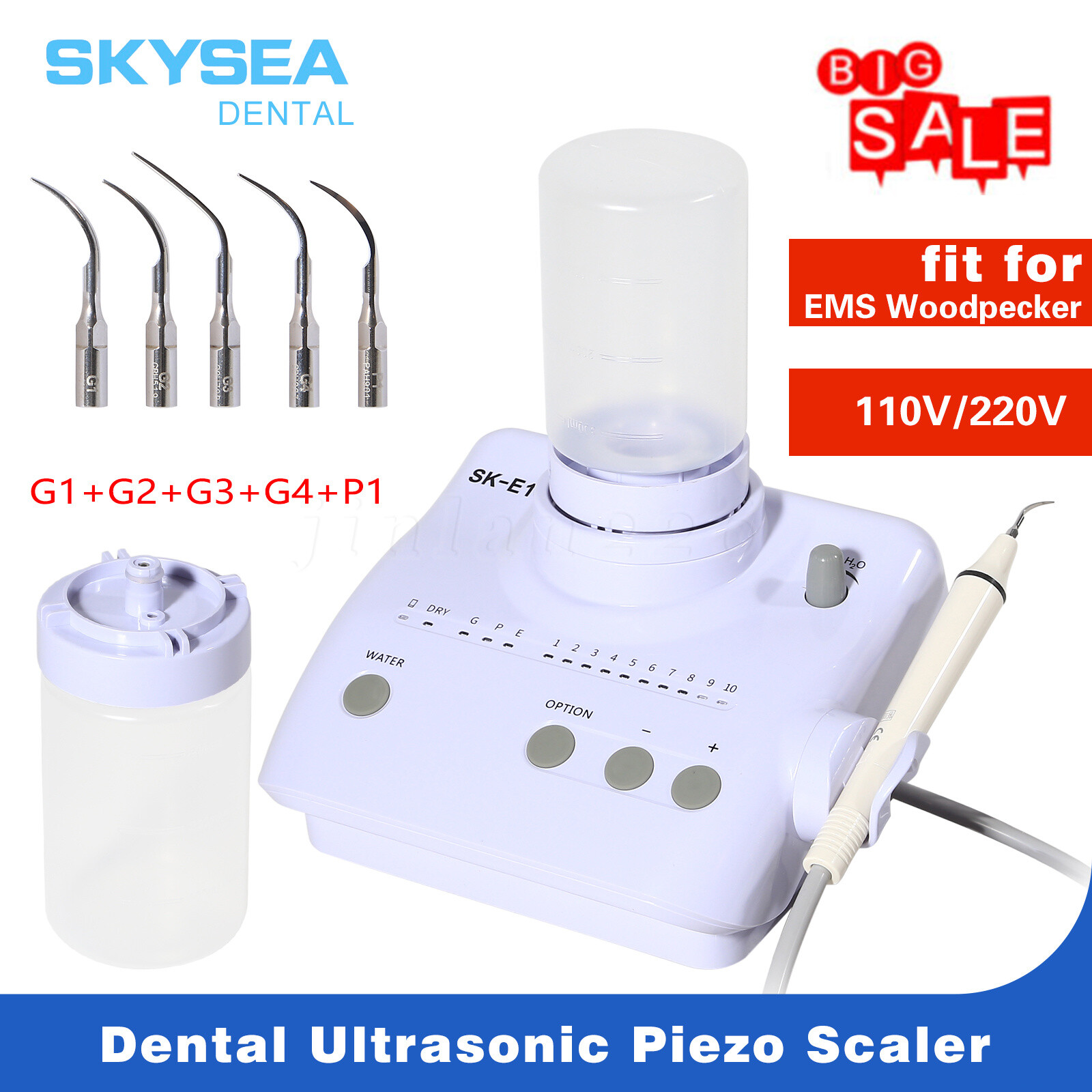 FDA SK-E1 Piezo Dental Ultrasonic Scaler for Cavitron EMS / Tips Handpeice
