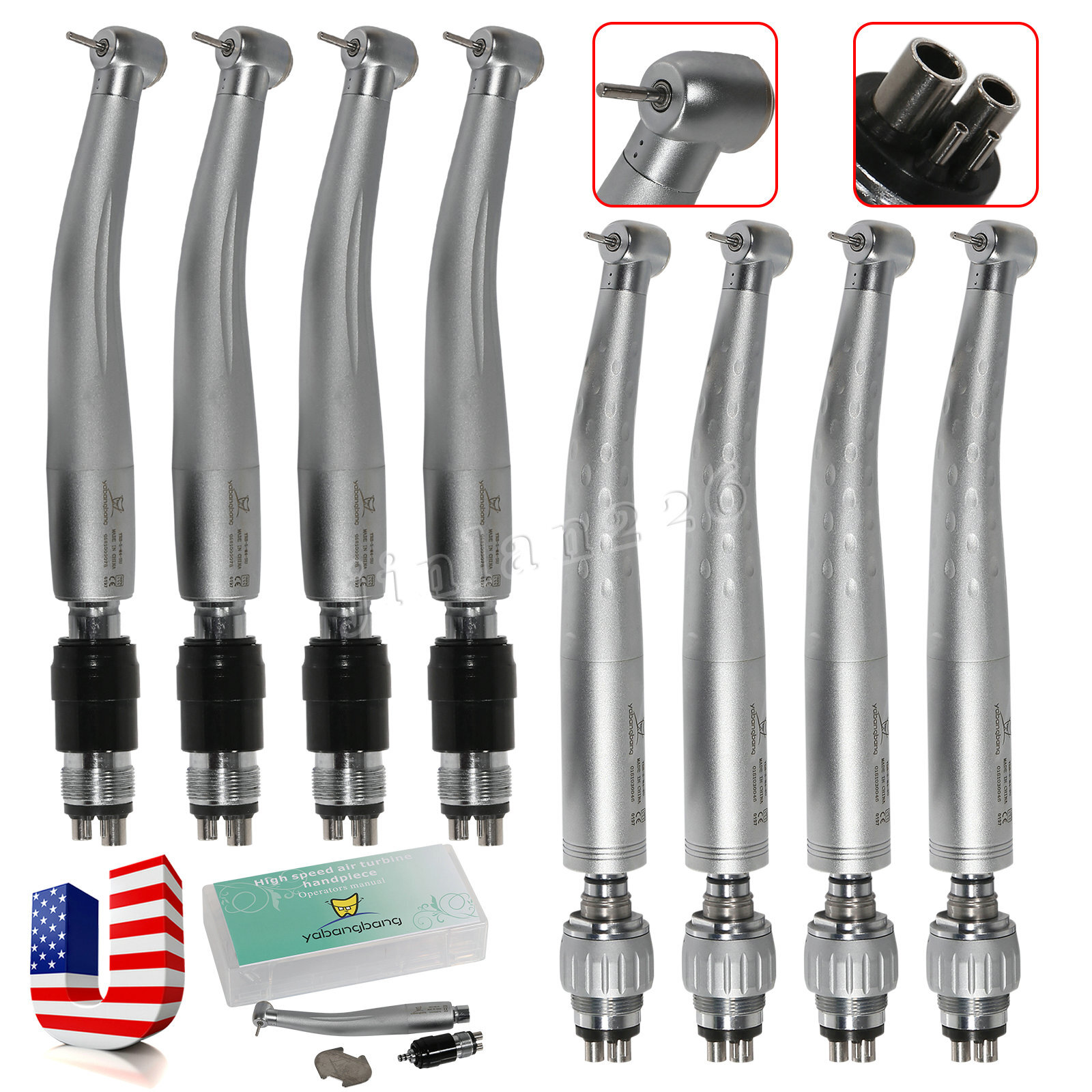 1-5 Yabangbang Dental Fast High Speed Handpiece with 4 Hole Quick Coupler Swivel