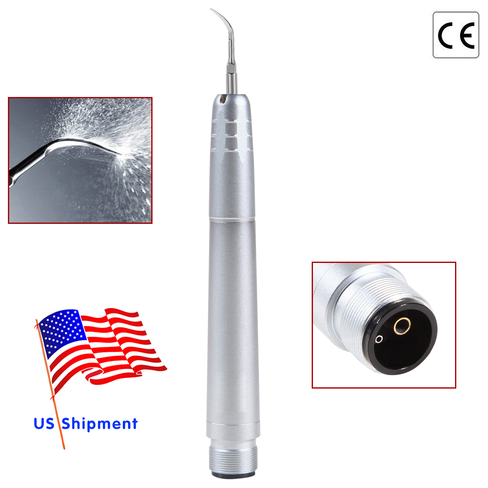 Dental Ultrasonic Air Piezo Scaler Handpiece Hygienist 2/4 Holes With 3 Tips