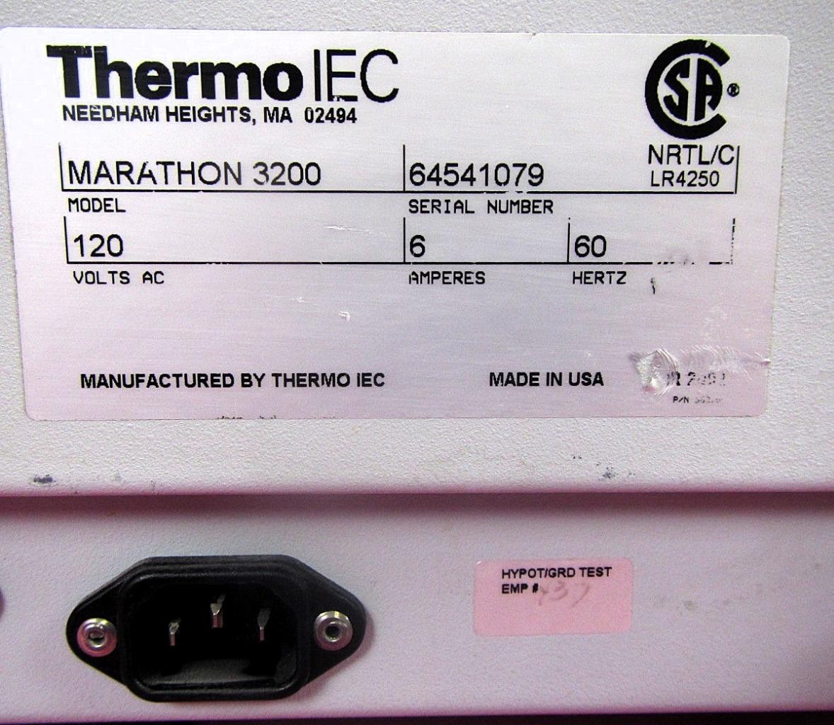 Fisher Scientific IEC Marathon 3200 Benchtop Centrifuge 500-4000 rpm & Rotor