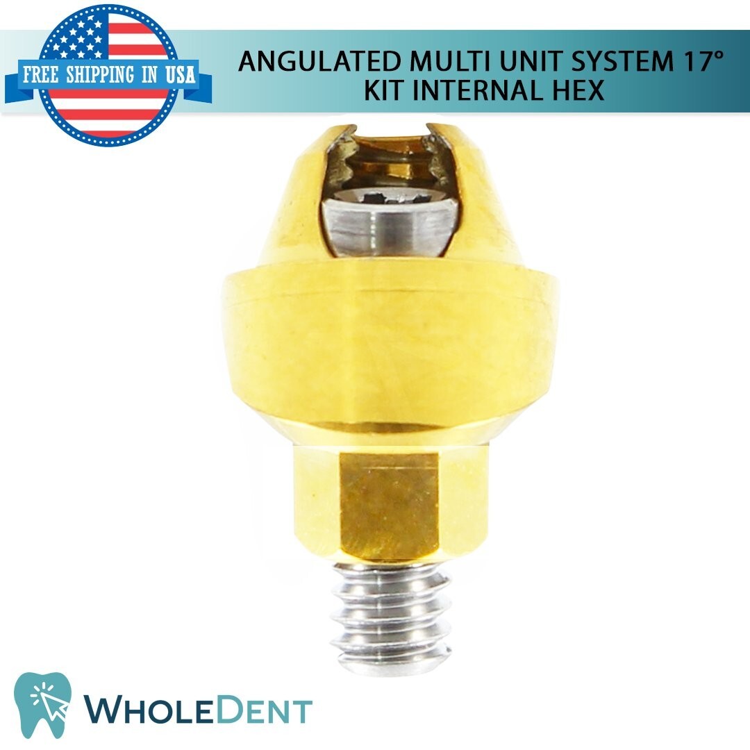 5x Dental Angulated 17° Prosthetic Multi Unit System 1.6mm Int Hex 2.42mm