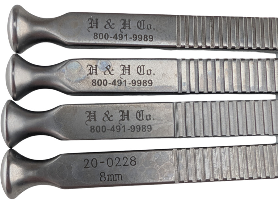 H & H Co Osteotome Lot of 4 20-0228 8mm Thin 7in Dental Oral