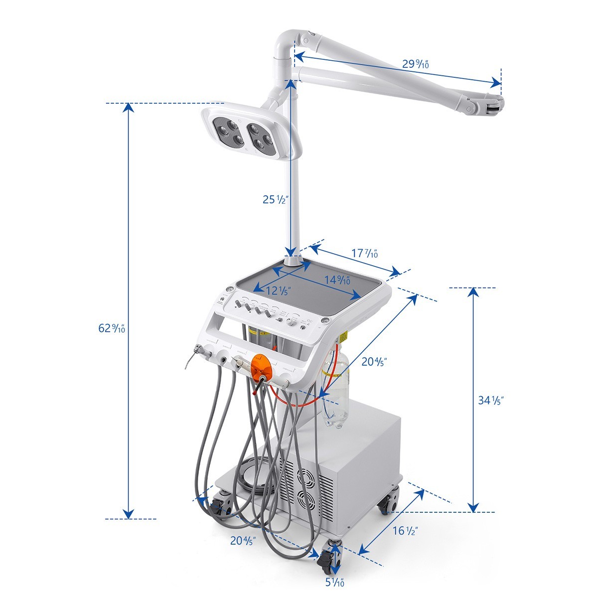 Portable Dental Delivery Unit Air Compressor 4Hole With Surgical LED Lamp /Chair