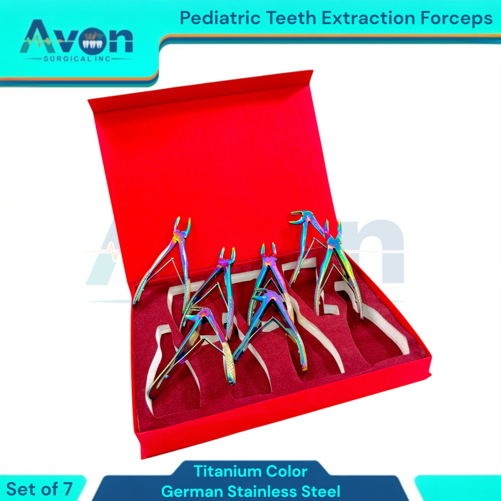 Set of 7 Pedo Forceps Tooth Extracting Kelin Pliers for Children – Rainbow