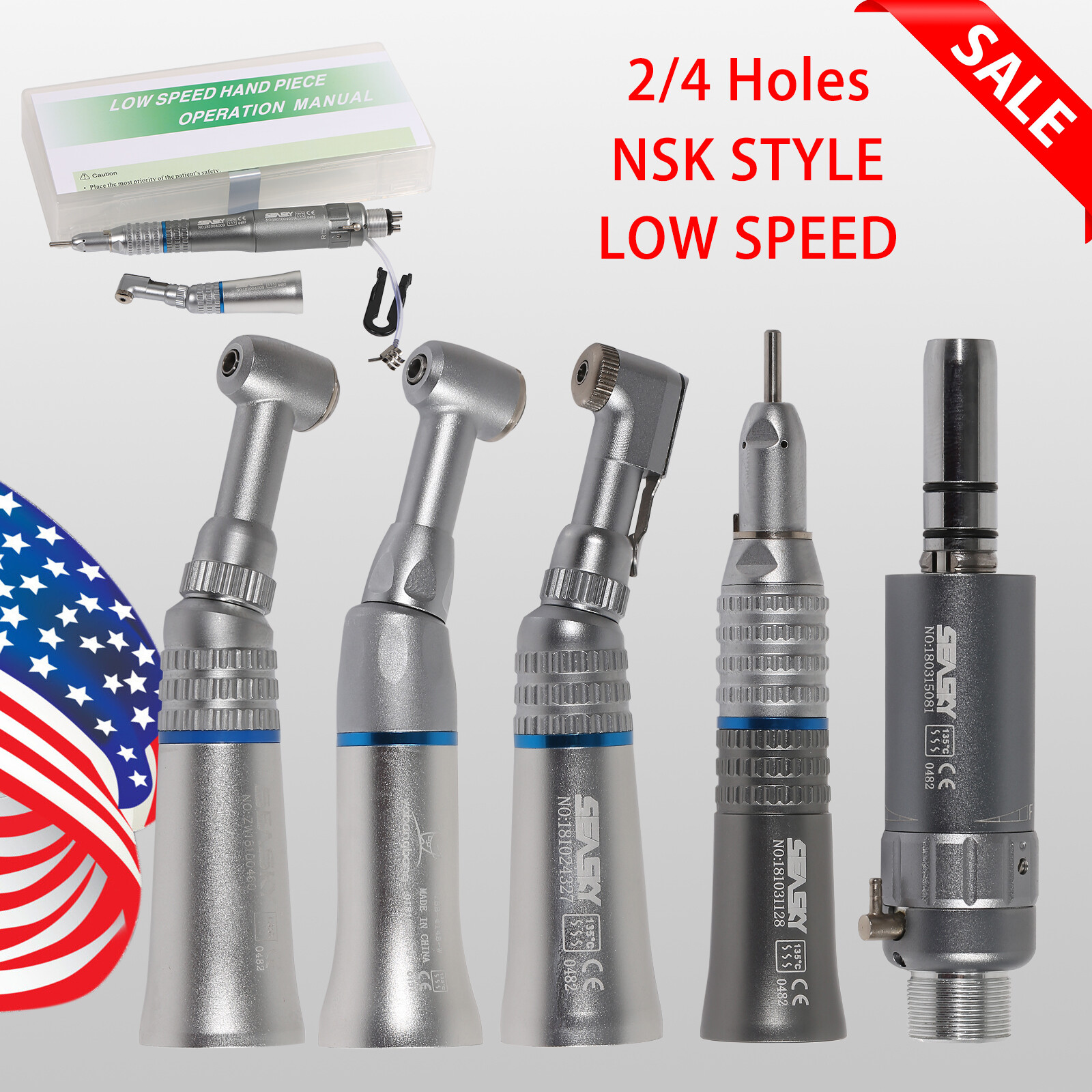 Dental Straight Low Speed Handpiece Auto /Manual Chuck Contra Angle Motor F/ NSK